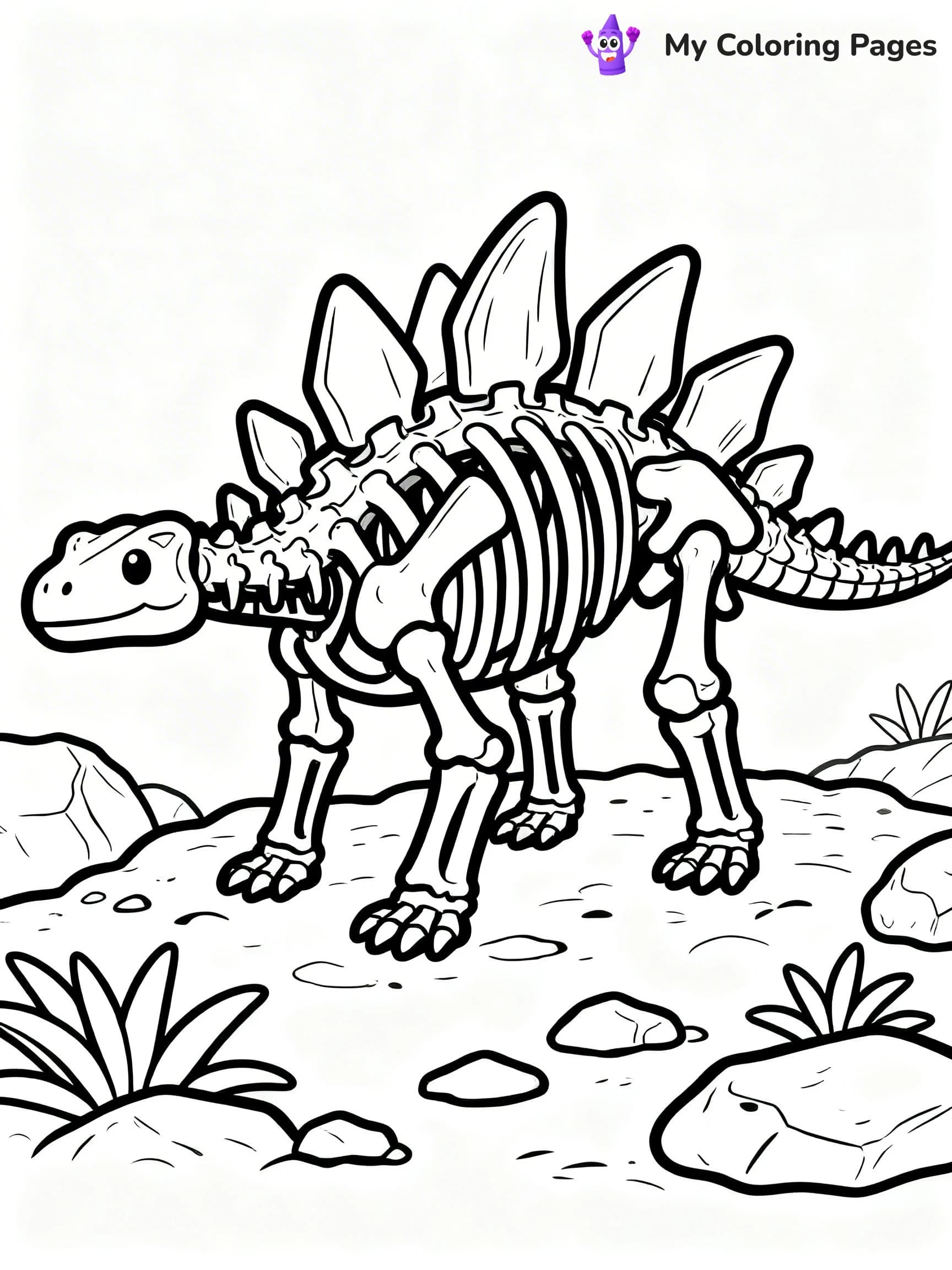 Dinosaur Skeleton Coloring Pages - 19