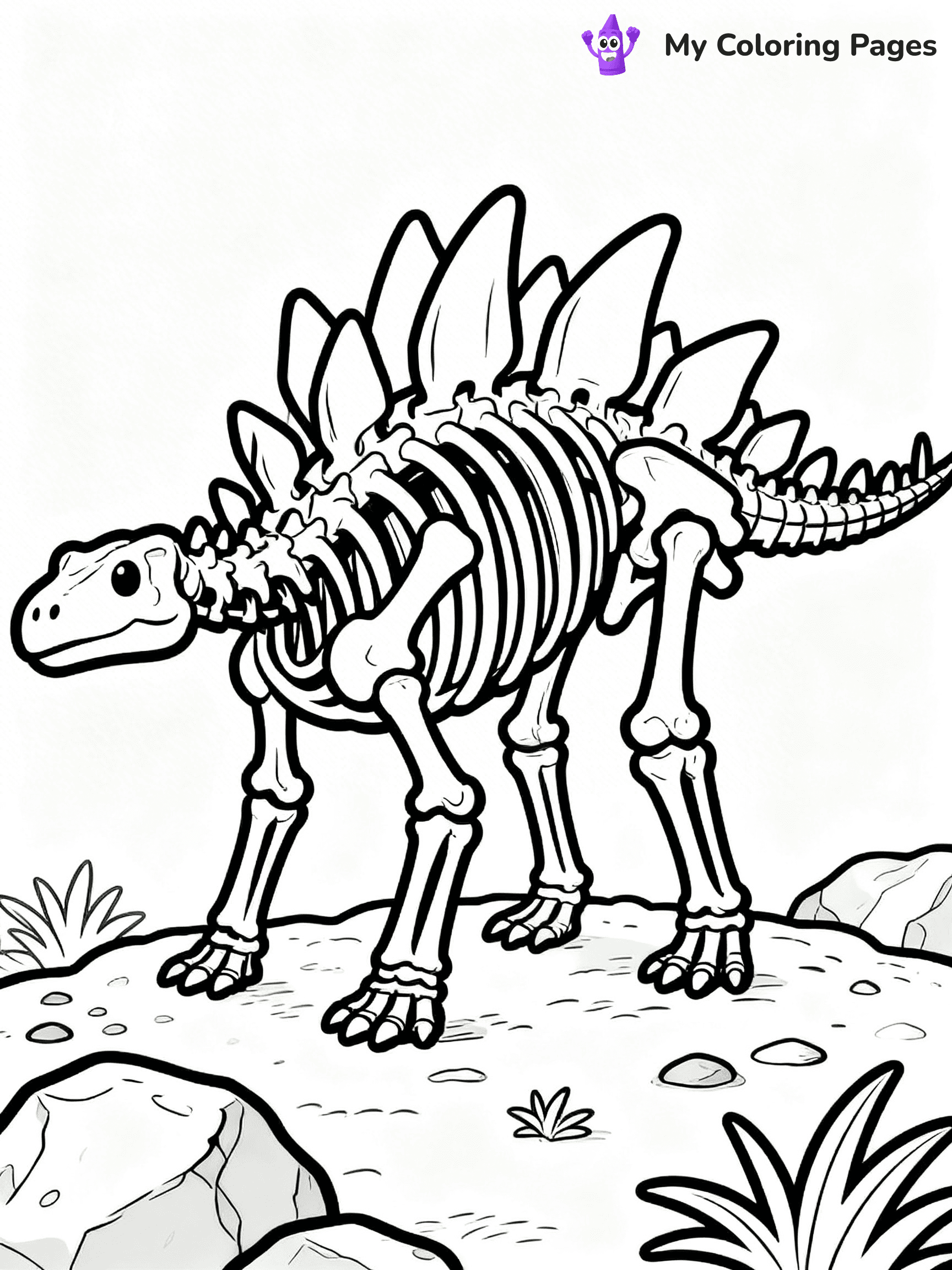 Dinosaur Skeleton Coloring Pages - 18