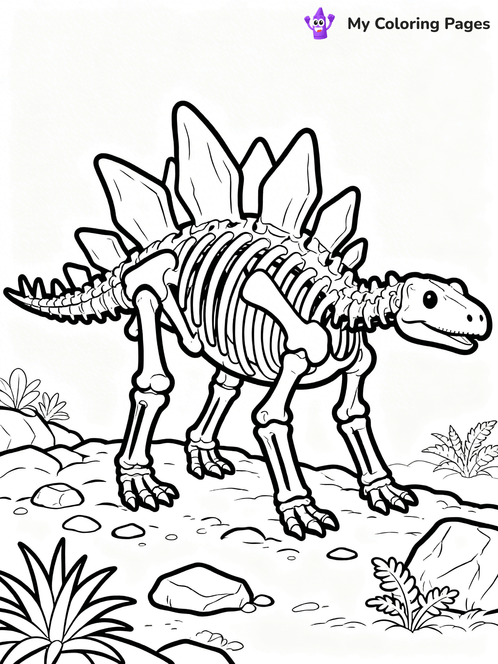 Dinosaur Skeleton Coloring Pages - 17