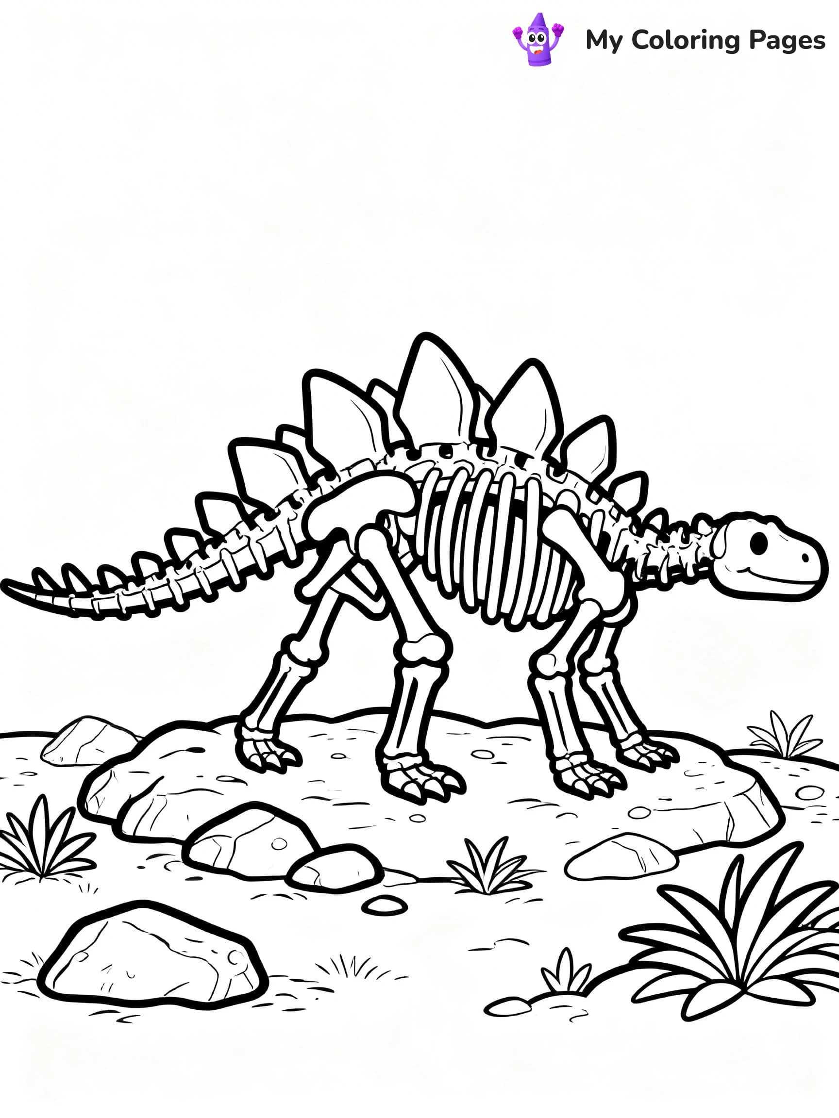 Dinosaur Skeleton Coloring Pages - 16