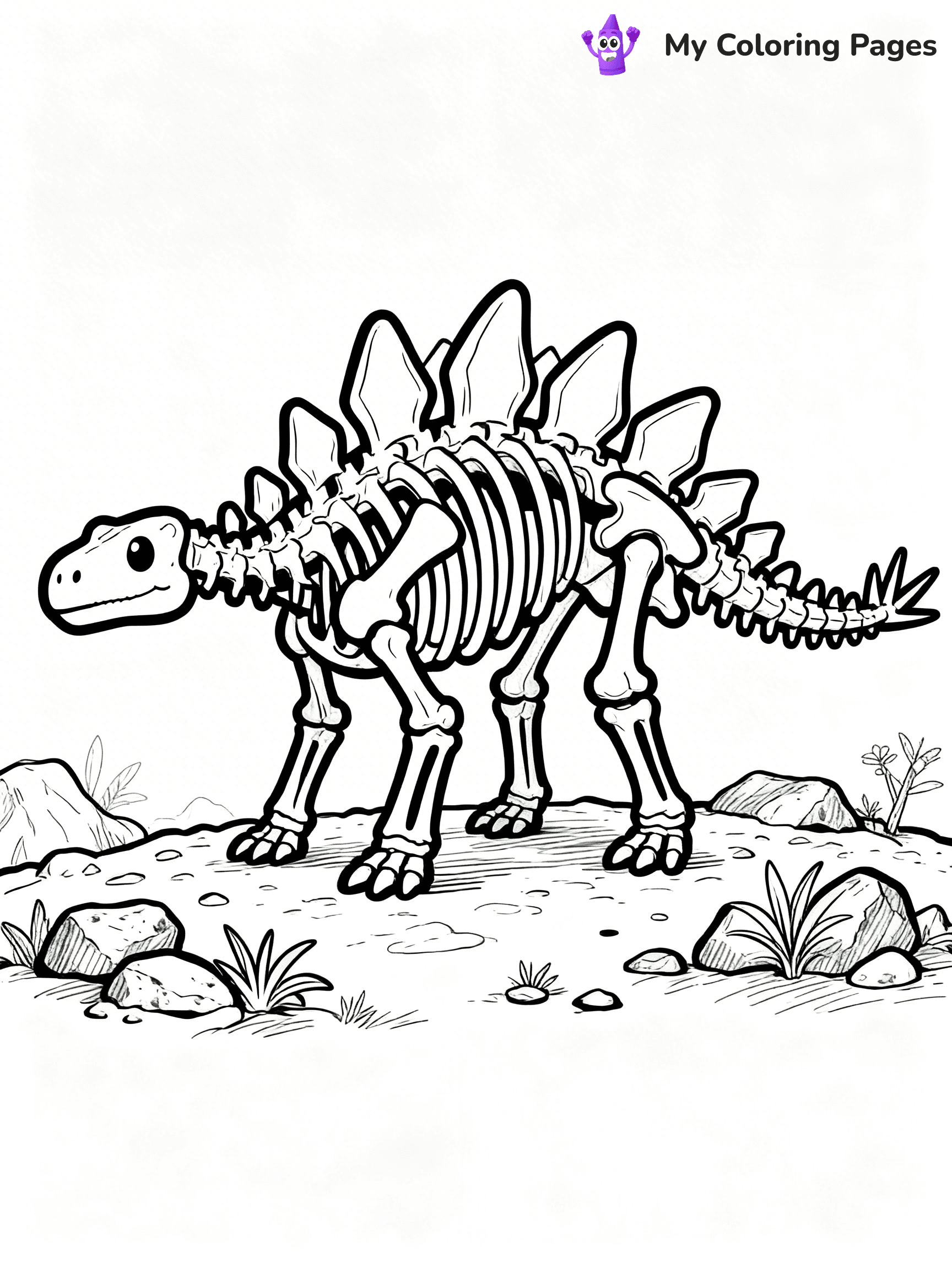 Dinosaur Skeleton Coloring Pages - 15