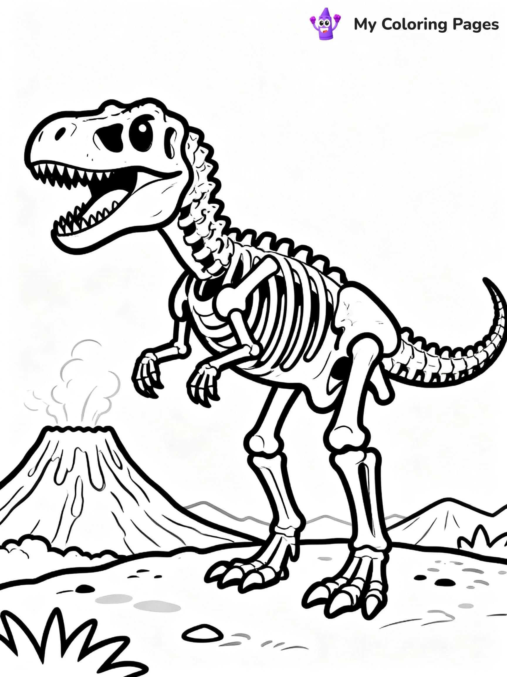 Dinosaur Skeleton Coloring Pages - 14