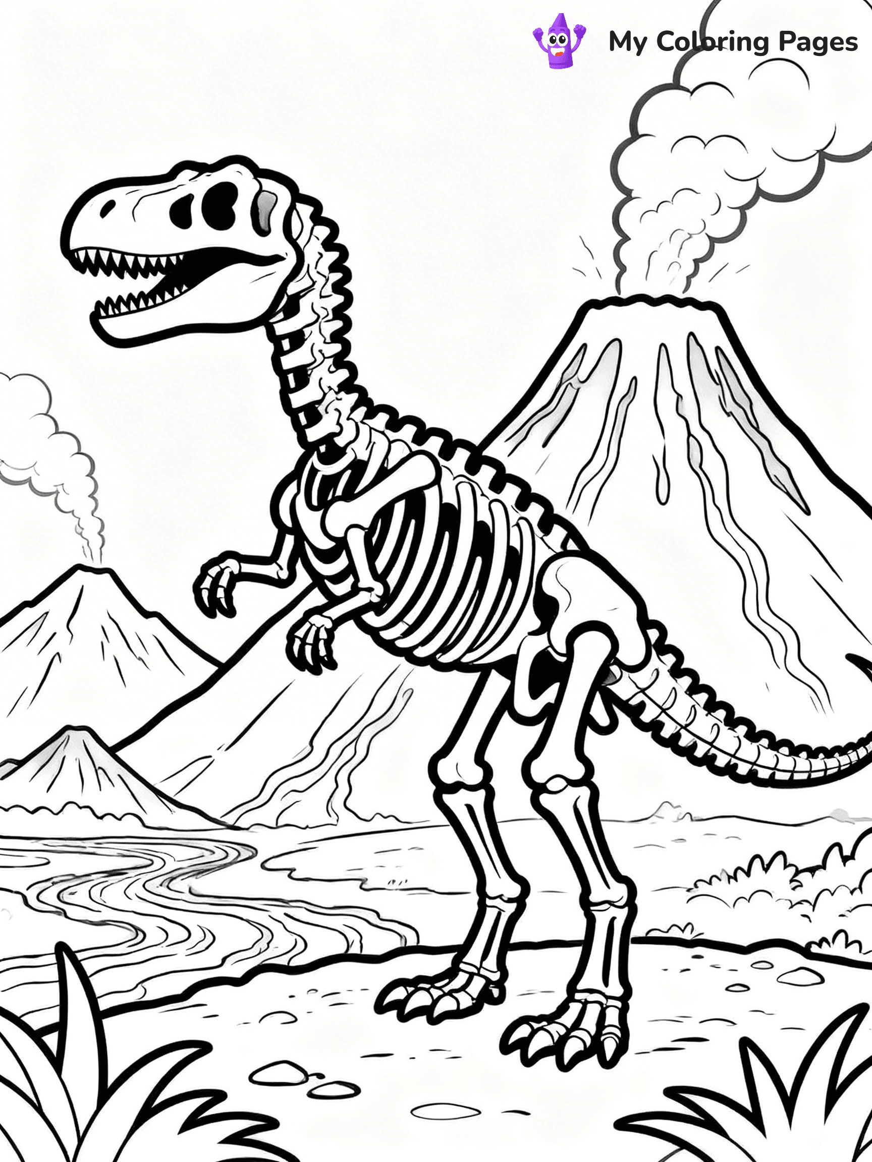 Dinosaur Skeleton Coloring Pages - 13
