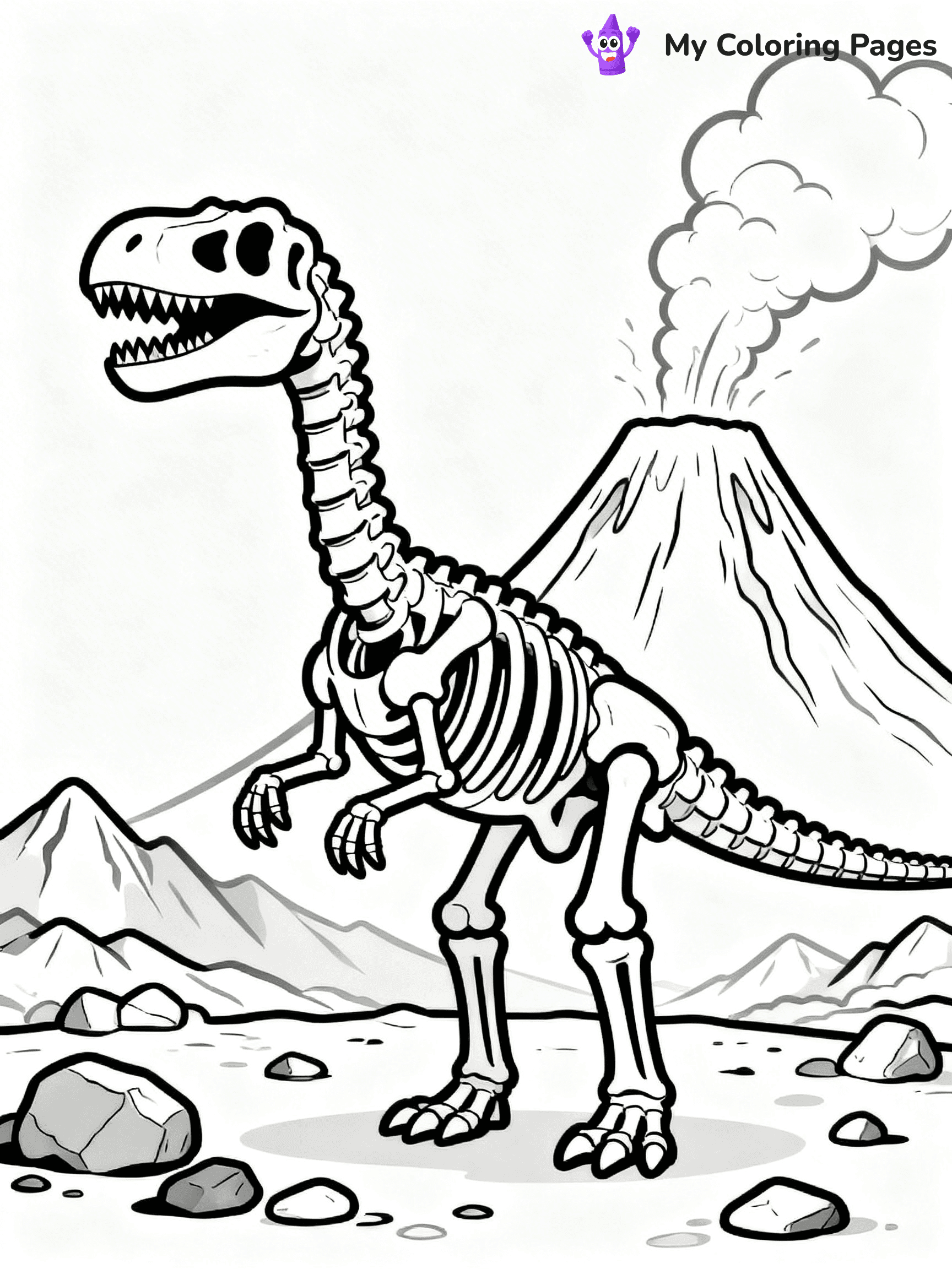 Dinosaur Skeleton Coloring Pages - 12