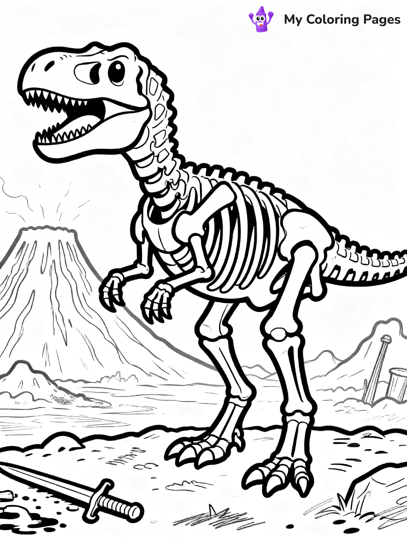 Dinosaur Skeleton Coloring Pages - 11