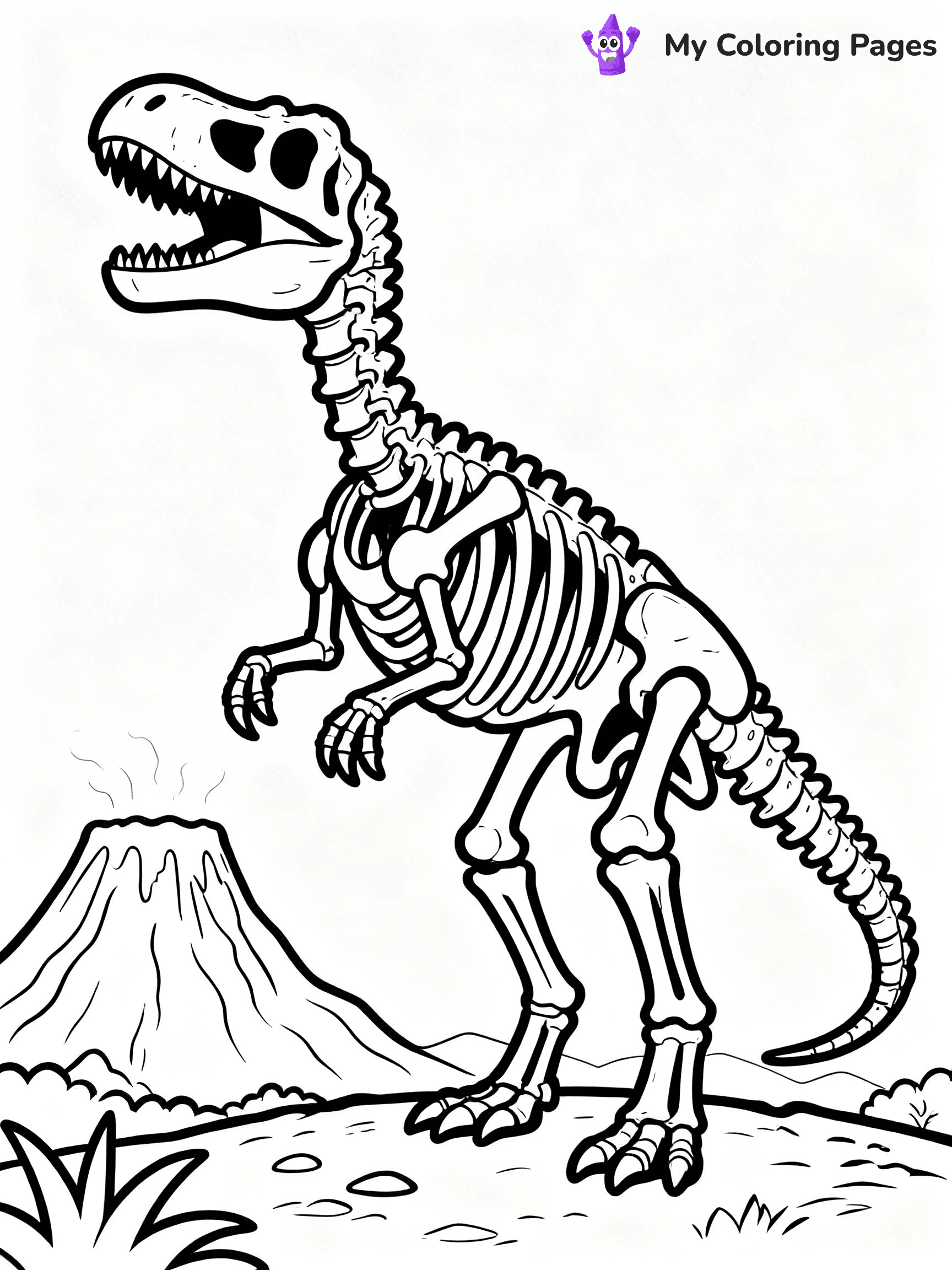 Dinosaur Skeleton Coloring Pages - 10