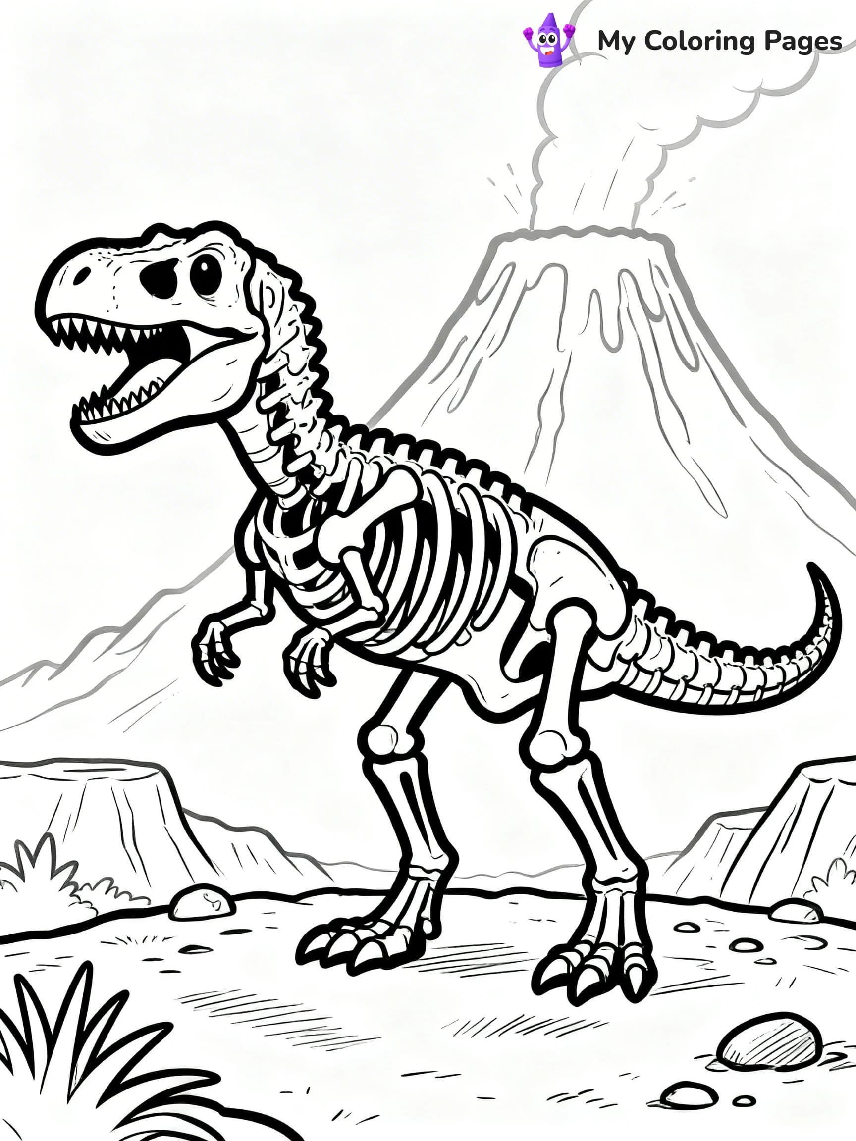Dinosaur Skeleton Coloring Pages - 8