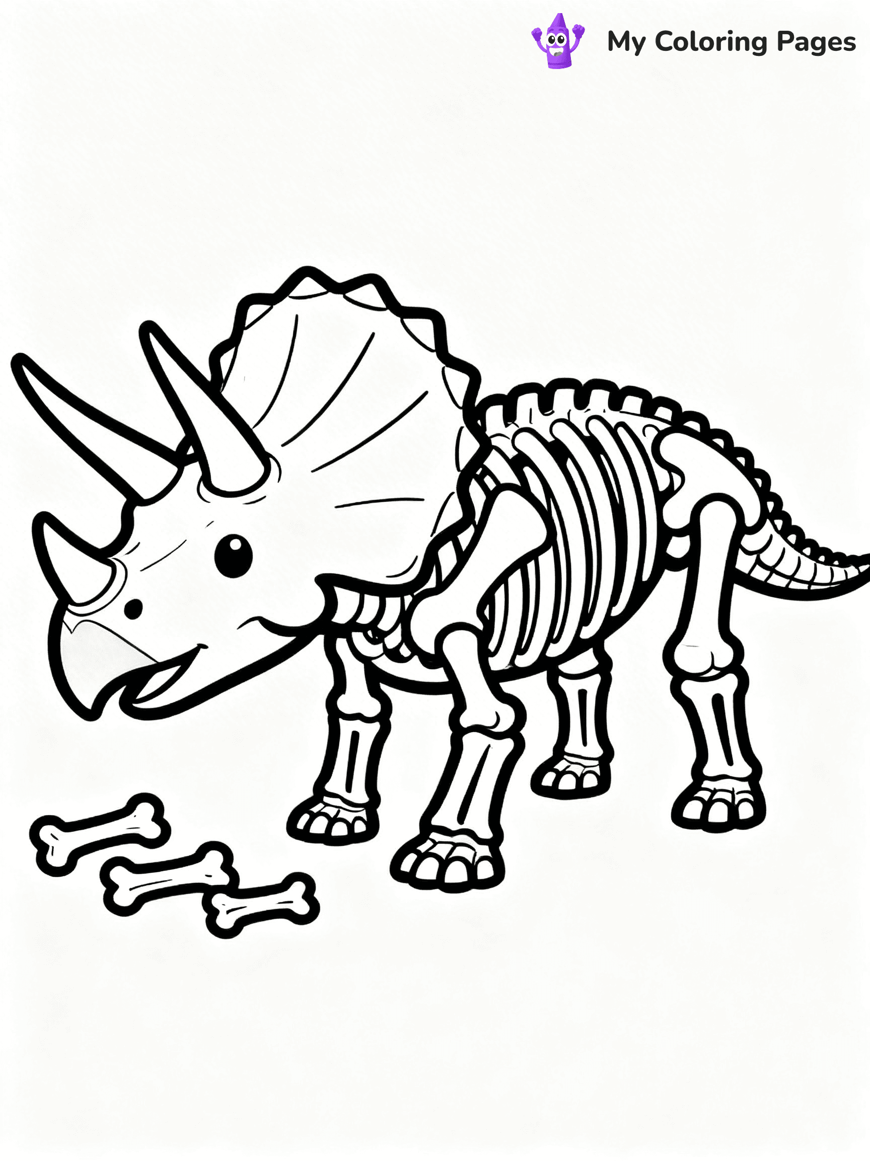 Dinosaur Skeleton Coloring Pages - 7