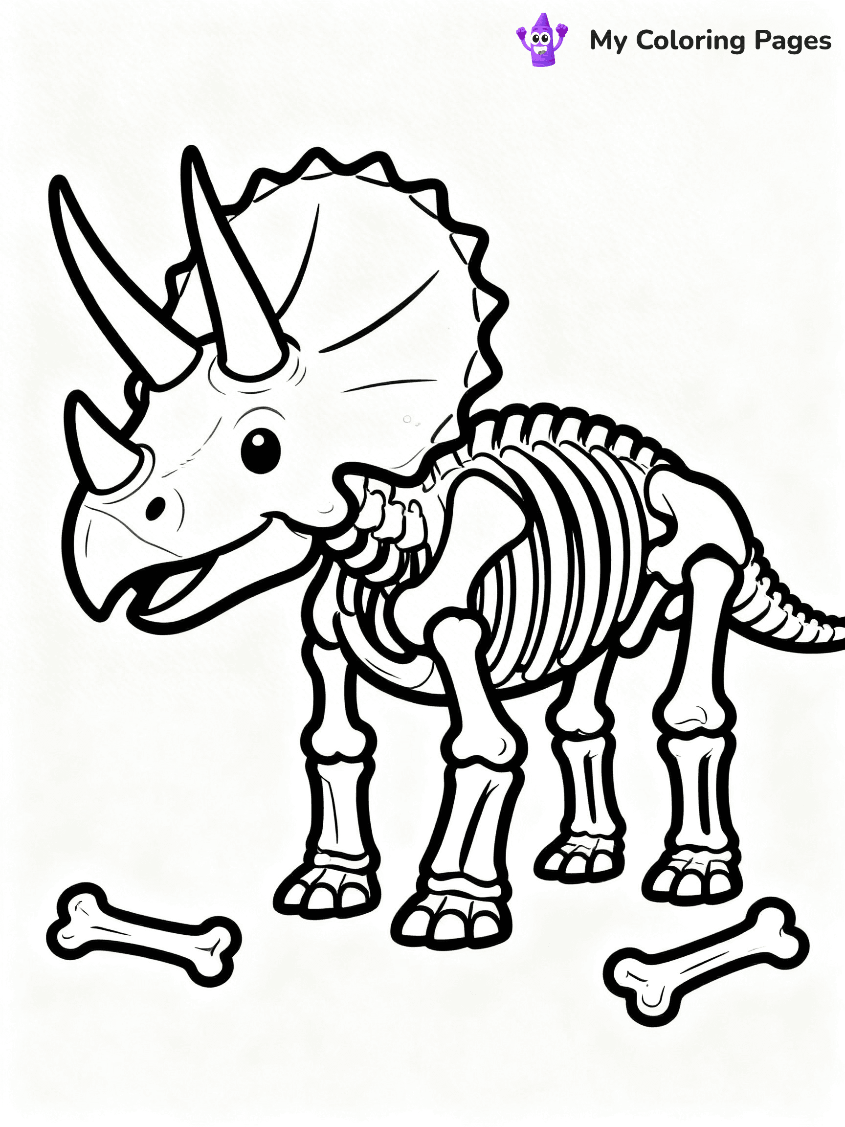 Dinosaur Skeleton Coloring Pages - 6