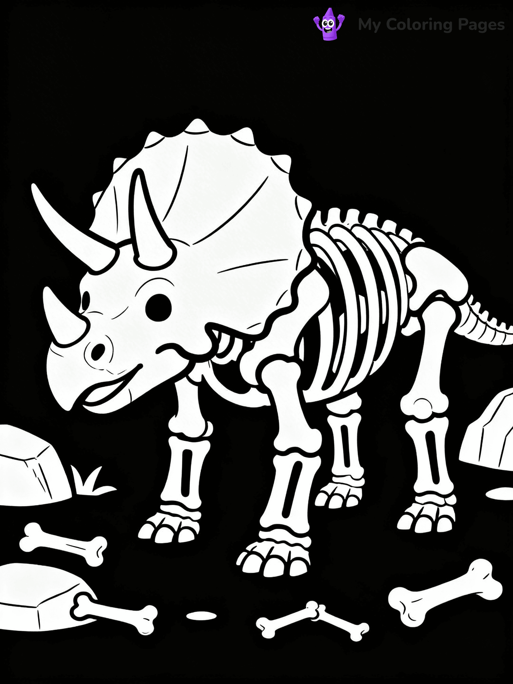 Dinosaur Skeleton Coloring Pages - 3