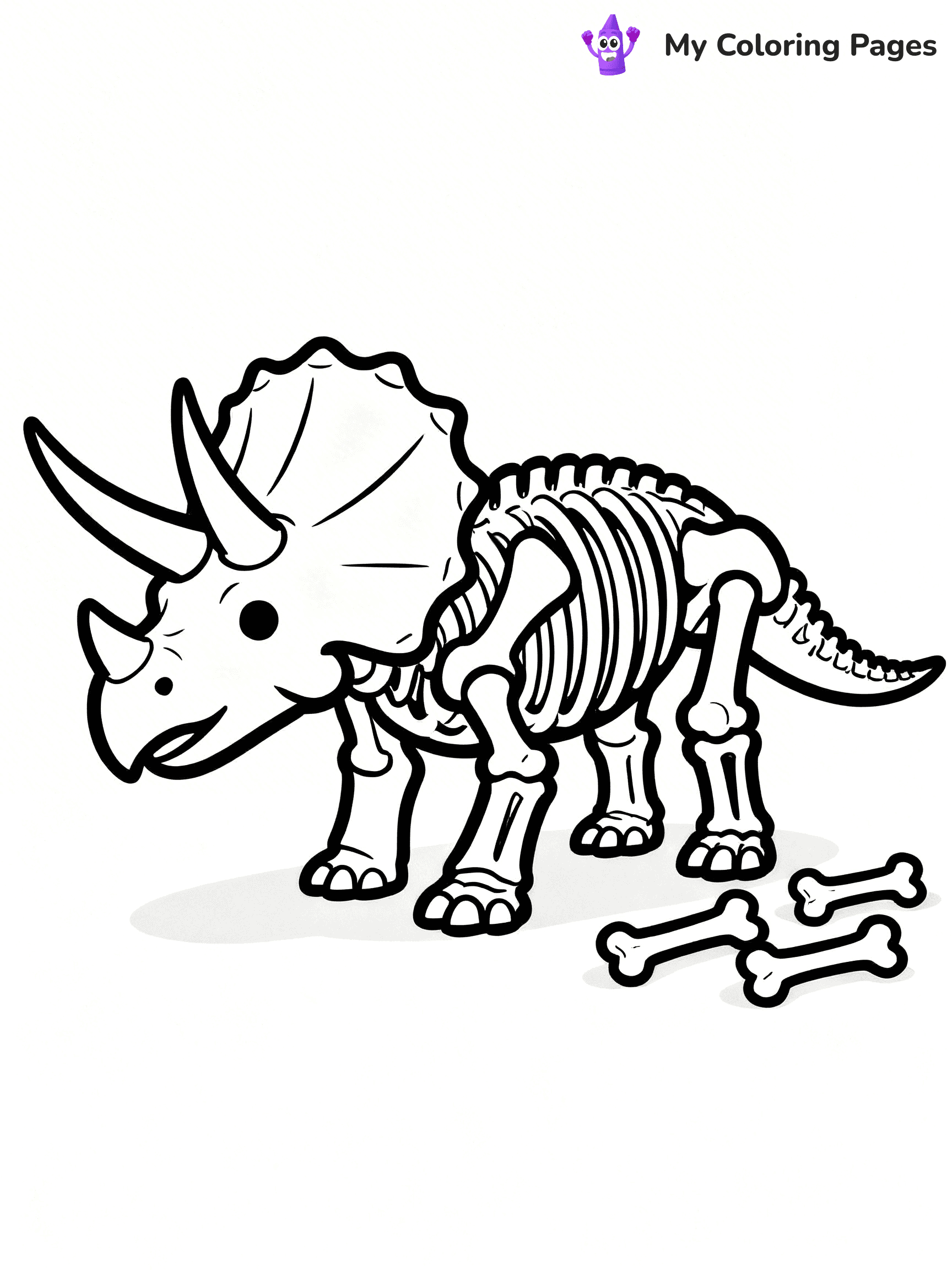 Dinosaur Skeleton Coloring Pages - 2