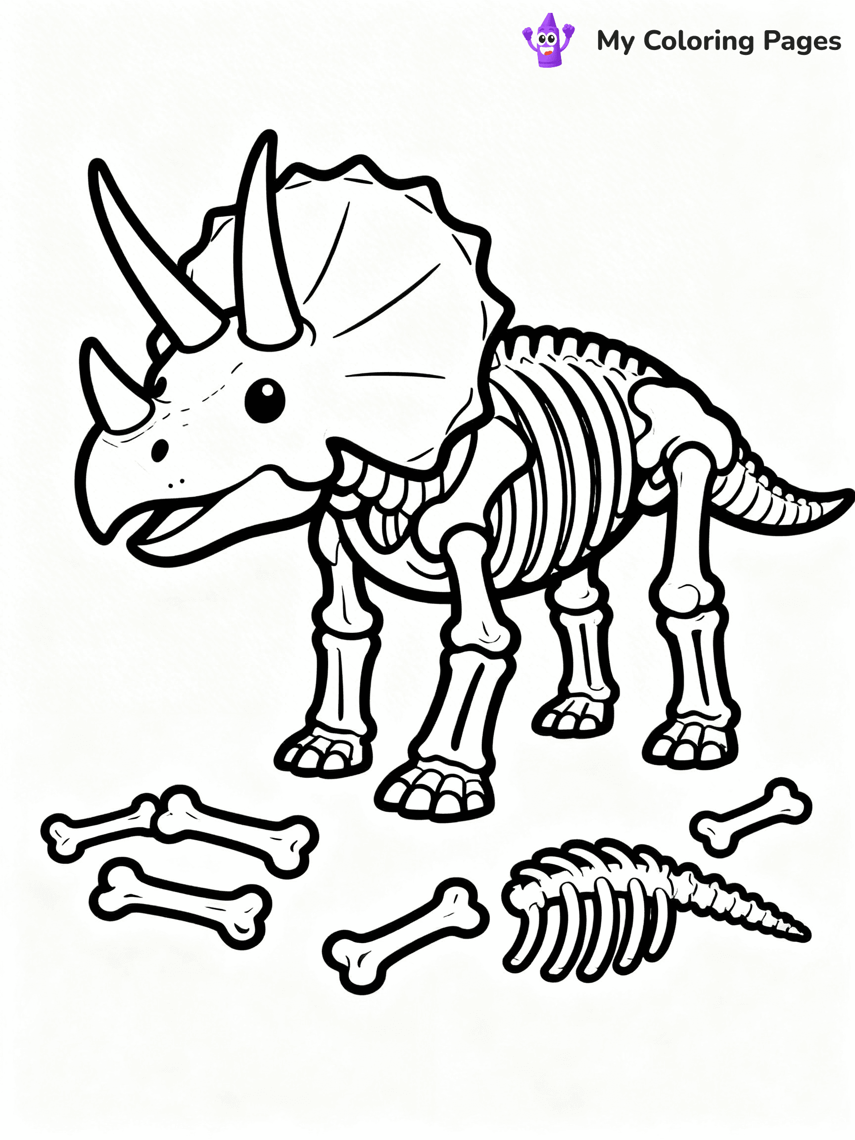 Dinosaur Skeleton Coloring Pages - 1