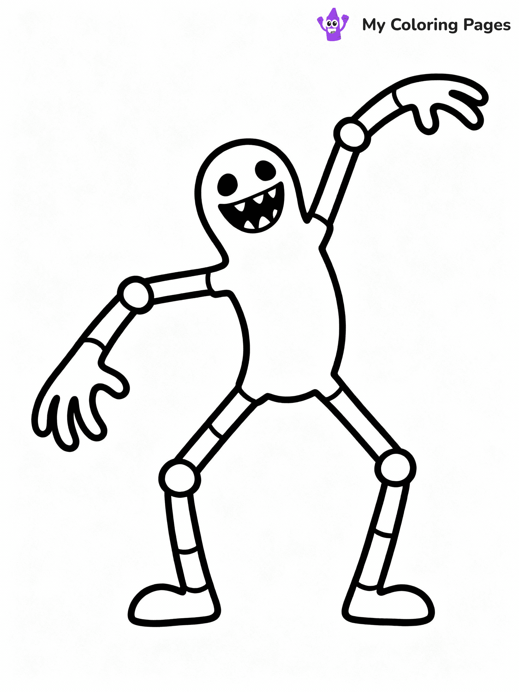 ⚠️ CRITICAL REQUIREMENT - ABSOLUTE BLACK AND WHITE ONLY ⚠️
This MUST be a BLACK AND WHITE line drawing ONLY. NO COLORS whatsoever.
- ONLY pure black lines (#000000) on pure white background (#FFFFFF)
- ABSOLUTELY NO colors, NO shading, NO gradients, NO grayscale
- If there are ANY colors in the output, the image is REJECTED
- This is a COLORING PAGE - meant to be COLORED IN by children
- The output must be UNCOLORED line art ready for coloring
⚠️ SUBJECT TO DRAW: Mommy Long Legs from Poppy Playtime in cartoon horror style, stretching out her long arms, playful pose
(REMEMBER: Output must be BLACK AND WHITE line art only, NOT colored!)
# COLORING PAGE: BLACK OUTLINES ONLY - WHITE BACKGROUND MANDATORY
Create a **coloring book page** using EXACTLY two values: black lines, white space.
## NON-NEGOTIABLE BINARY RULES
- **ONLY #000000 (black) and #FFFFFF (white)** - NO other values exist
- **EVERY PIXEL = BLACK OR WHITE** - no gray/shading/antialiasing
- **WHITE BACKGROUND MANDATORY** - entire canvas stays white
- **ALL SHAPES HOLLOW** - everything is empty outlines waiting to be colored
- **FORBIDDEN:** fills, shading, gradients, patterns, textures, colors
- **NO SOLID REGIONS** - if it's not a thin line, it's wrong
## Universal Line Standards
- Black outlines ONLY - thin, uniform weight
- Every shape completely empty inside
- Closed contours suitable for coloring
- Simple flat illustration - zero depth/3D/realism
- **Style:** Whimsical Doodle Art Alley - rounded, friendly outlines (unless specified)
## Everything = Outline Only
- Characters/animals: hollow shapes
- Objects/clothing: empty contours
- Backgrounds/scenery: line work only
- Natural elements: outlined forms
- Dark/night areas: don't exist (use outlined symbols)
- Textures/patterns: convert to simple lines
## The Test
Can a child color EVERY white space with crayons? If any area is pre-filled/shaded/gray or colored in, it FAILS. Every shape must be waiting to receive color.
**FINAL OUTPUT**: Binary coloring page. Black lines define shapes. White spaces ready for coloring. Nothing else exists. No exceptions. Print-ready.
⚠️ FINAL REMINDER: Draw the subject "Mommy Long Legs from Poppy Playtime in cartoon horror style, stretching out her long arms, playful pose" as BLACK AND WHITE line art. Zero colors in output.