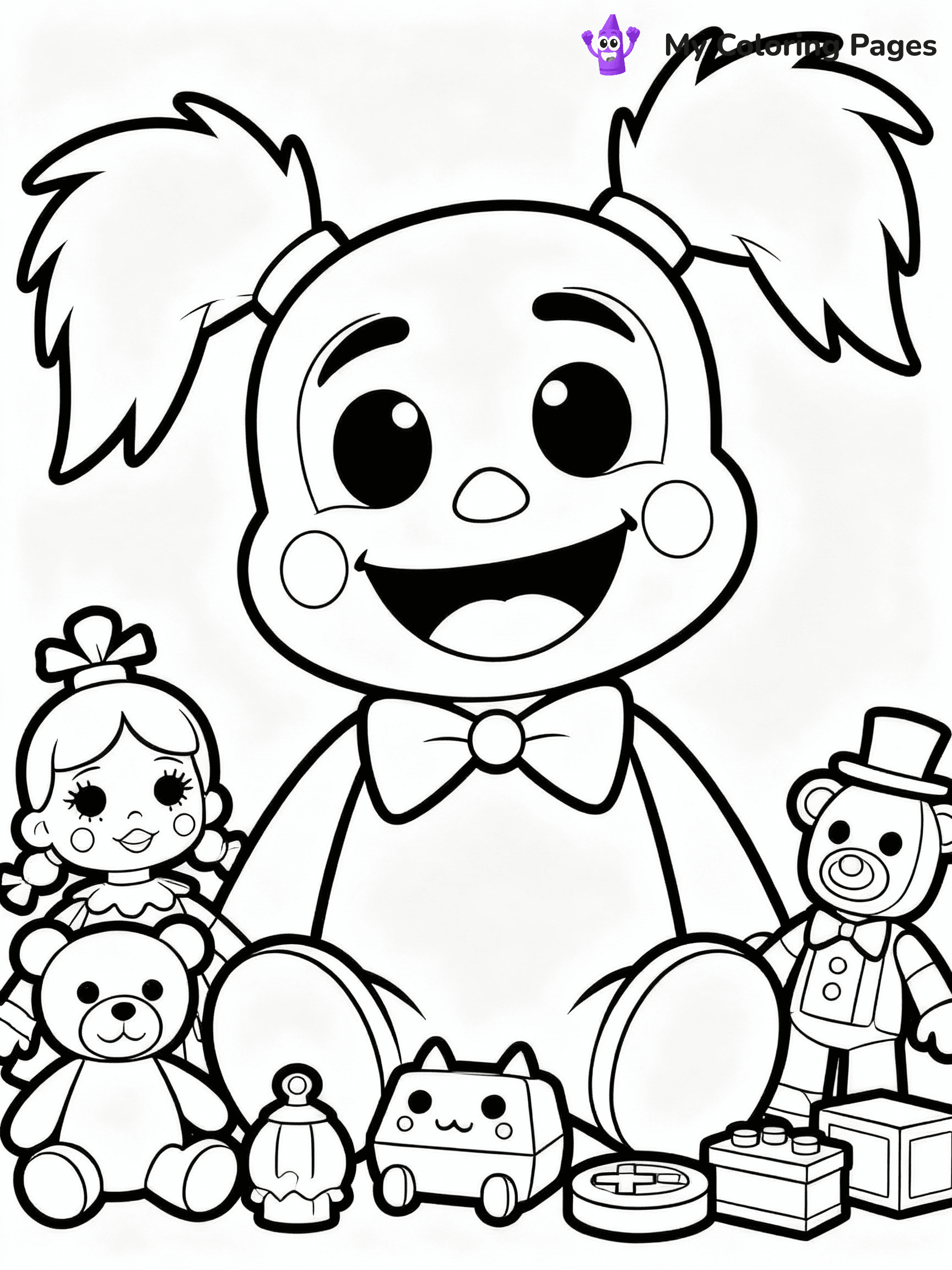 ⚠️ CRITICAL REQUIREMENT - ABSOLUTE BLACK AND WHITE ONLY ⚠️
This MUST be a BLACK AND WHITE line drawing ONLY. NO COLORS whatsoever.
- ONLY pure black lines (#000000) on pure white background (#FFFFFF)
- ABSOLUTELY NO colors, NO shading, NO gradients, NO grayscale
- If there are ANY colors in the output, the image is REJECTED
- This is a COLORING PAGE - meant to be COLORED IN by children
- The output must be UNCOLORED line art ready for coloring
⚠️ SUBJECT TO DRAW: Poppy from Poppy Playtime in cartoon horror style, surrounded by toys, smiling brightly
(REMEMBER: Output must be BLACK AND WHITE line art only, NOT colored!)
# COLORING PAGE: BLACK OUTLINES ONLY - WHITE BACKGROUND MANDATORY
Create a **coloring book page** using EXACTLY two values: black lines, white space.
## NON-NEGOTIABLE BINARY RULES
- **ONLY #000000 (black) and #FFFFFF (white)** - NO other values exist
- **EVERY PIXEL = BLACK OR WHITE** - no gray/shading/antialiasing
- **WHITE BACKGROUND MANDATORY** - entire canvas stays white
- **ALL SHAPES HOLLOW** - everything is empty outlines waiting to be colored
- **FORBIDDEN:** fills, shading, gradients, patterns, textures, colors
- **NO SOLID REGIONS** - if it's not a thin line, it's wrong
## Universal Line Standards
- Black outlines ONLY - thin, uniform weight
- Every shape completely empty inside
- Closed contours suitable for coloring
- Simple flat illustration - zero depth/3D/realism
- **Style:** Whimsical Doodle Art Alley - rounded, friendly outlines (unless specified)
## Everything = Outline Only
- Characters/animals: hollow shapes
- Objects/clothing: empty contours
- Backgrounds/scenery: line work only
- Natural elements: outlined forms
- Dark/night areas: don't exist (use outlined symbols)
- Textures/patterns: convert to simple lines
## The Test
Can a child color EVERY white space with crayons? If any area is pre-filled/shaded/gray or colored in, it FAILS. Every shape must be waiting to receive color.
**FINAL OUTPUT**: Binary coloring page. Black lines define shapes. White spaces ready for coloring. Nothing else exists. No exceptions. Print-ready.
⚠️ FINAL REMINDER: Draw the subject "Poppy from Poppy Playtime in cartoon horror style, surrounded by toys, smiling brightly" as BLACK AND WHITE line art. Zero colors in output.