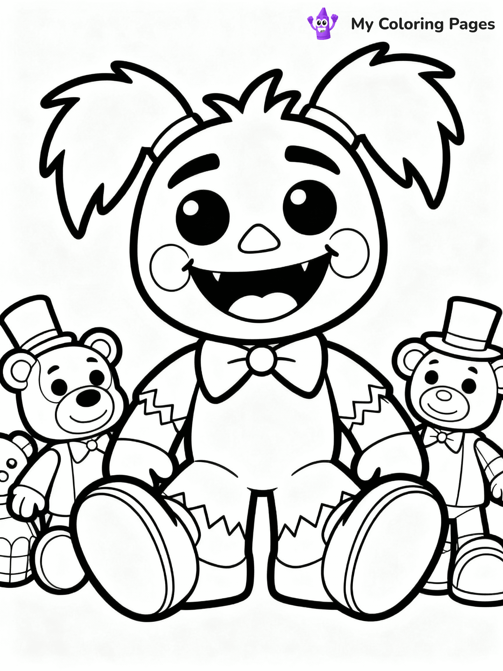 ⚠️ CRITICAL REQUIREMENT - ABSOLUTE BLACK AND WHITE ONLY ⚠️
This MUST be a BLACK AND WHITE line drawing ONLY. NO COLORS whatsoever.
- ONLY pure black lines (#000000) on pure white background (#FFFFFF)
- ABSOLUTELY NO colors, NO shading, NO gradients, NO grayscale
- If there are ANY colors in the output, the image is REJECTED
- This is a COLORING PAGE - meant to be COLORED IN by children
- The output must be UNCOLORED line art ready for coloring
⚠️ SUBJECT TO DRAW: Poppy from Poppy Playtime in cartoon horror style, surrounded by toys, smiling brightly
(REMEMBER: Output must be BLACK AND WHITE line art only, NOT colored!)
# COLORING PAGE: BLACK OUTLINES ONLY - WHITE BACKGROUND MANDATORY
Create a **coloring book page** using EXACTLY two values: black lines, white space.
## NON-NEGOTIABLE BINARY RULES
- **ONLY #000000 (black) and #FFFFFF (white)** - NO other values exist
- **EVERY PIXEL = BLACK OR WHITE** - no gray/shading/antialiasing
- **WHITE BACKGROUND MANDATORY** - entire canvas stays white
- **ALL SHAPES HOLLOW** - everything is empty outlines waiting to be colored
- **FORBIDDEN:** fills, shading, gradients, patterns, textures, colors
- **NO SOLID REGIONS** - if it's not a thin line, it's wrong
## Universal Line Standards
- Black outlines ONLY - thin, uniform weight
- Every shape completely empty inside
- Closed contours suitable for coloring
- Simple flat illustration - zero depth/3D/realism
- **Style:** Whimsical Doodle Art Alley - rounded, friendly outlines (unless specified)
## Everything = Outline Only
- Characters/animals: hollow shapes
- Objects/clothing: empty contours
- Backgrounds/scenery: line work only
- Natural elements: outlined forms
- Dark/night areas: don't exist (use outlined symbols)
- Textures/patterns: convert to simple lines
## The Test
Can a child color EVERY white space with crayons? If any area is pre-filled/shaded/gray or colored in, it FAILS. Every shape must be waiting to receive color.
**FINAL OUTPUT**: Binary coloring page. Black lines define shapes. White spaces ready for coloring. Nothing else exists. No exceptions. Print-ready.
⚠️ FINAL REMINDER: Draw the subject "Poppy from Poppy Playtime in cartoon horror style, surrounded by toys, smiling brightly" as BLACK AND WHITE line art. Zero colors in output.