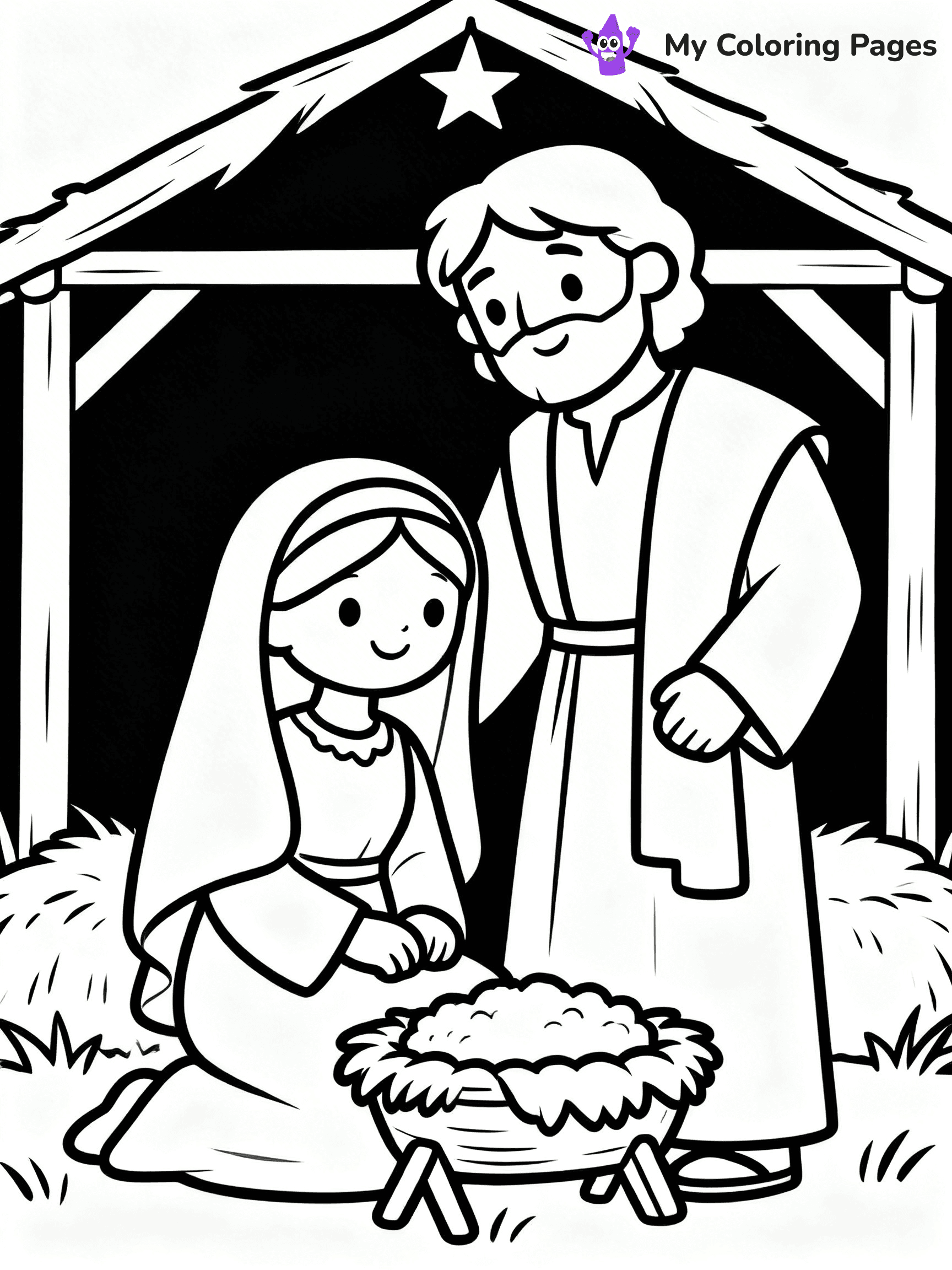 Easy Religious Christmas Coloring Pages - 71