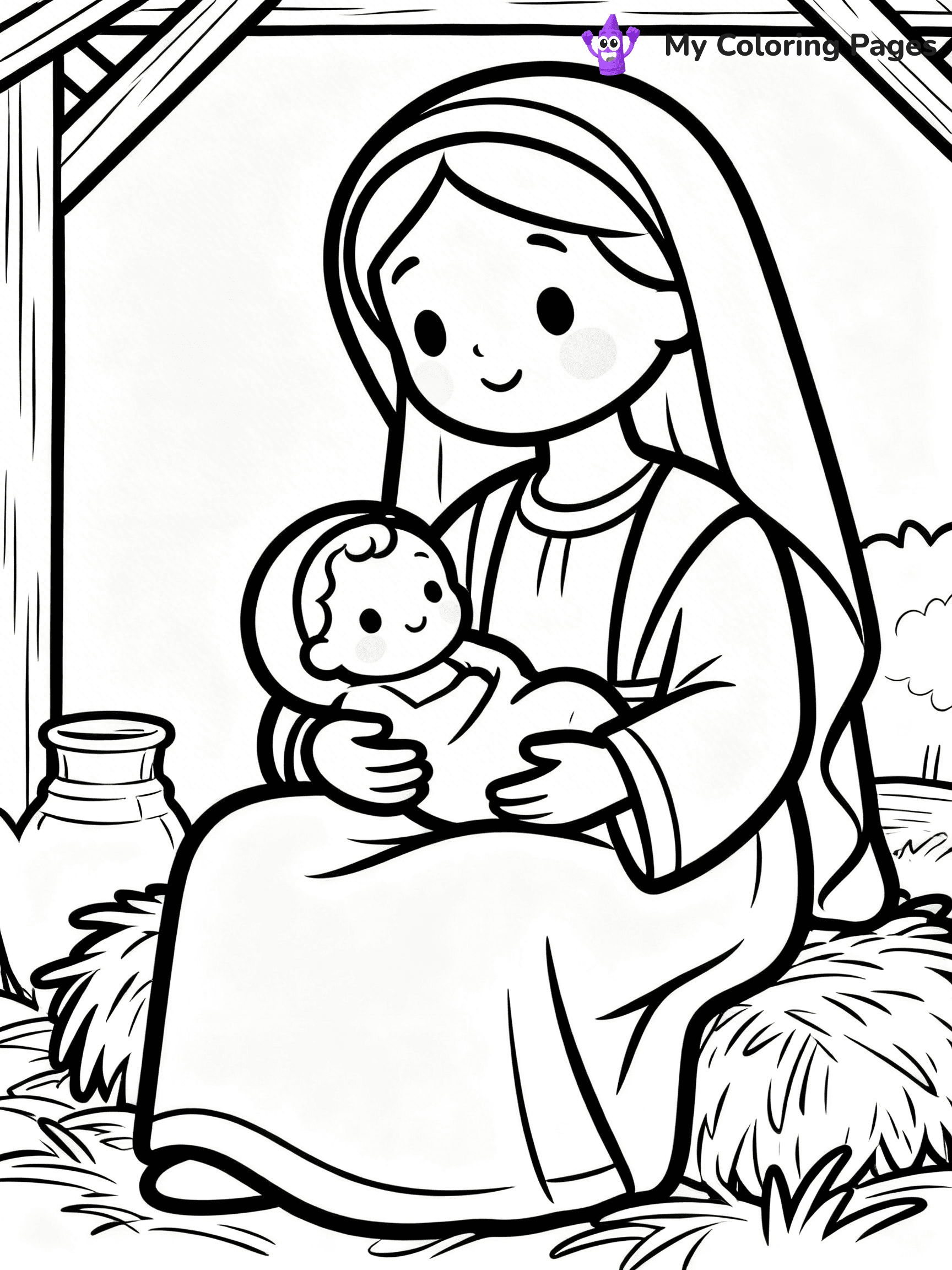 Easy Religious Christmas Coloring Pages - 55