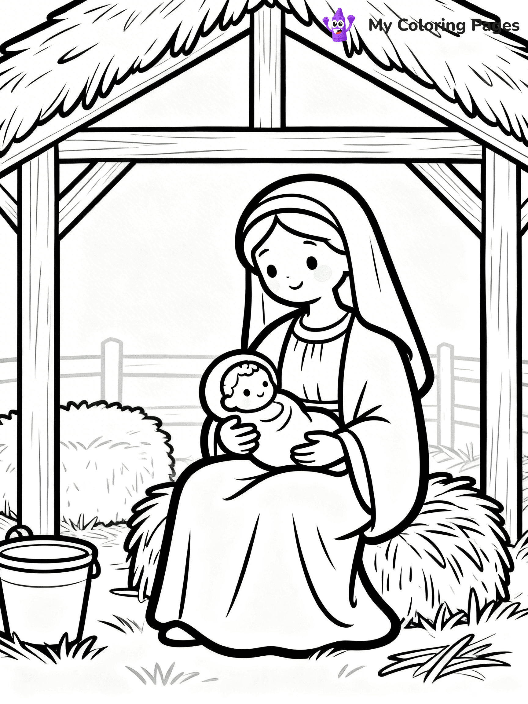 Easy Religious Christmas Coloring Pages - 53