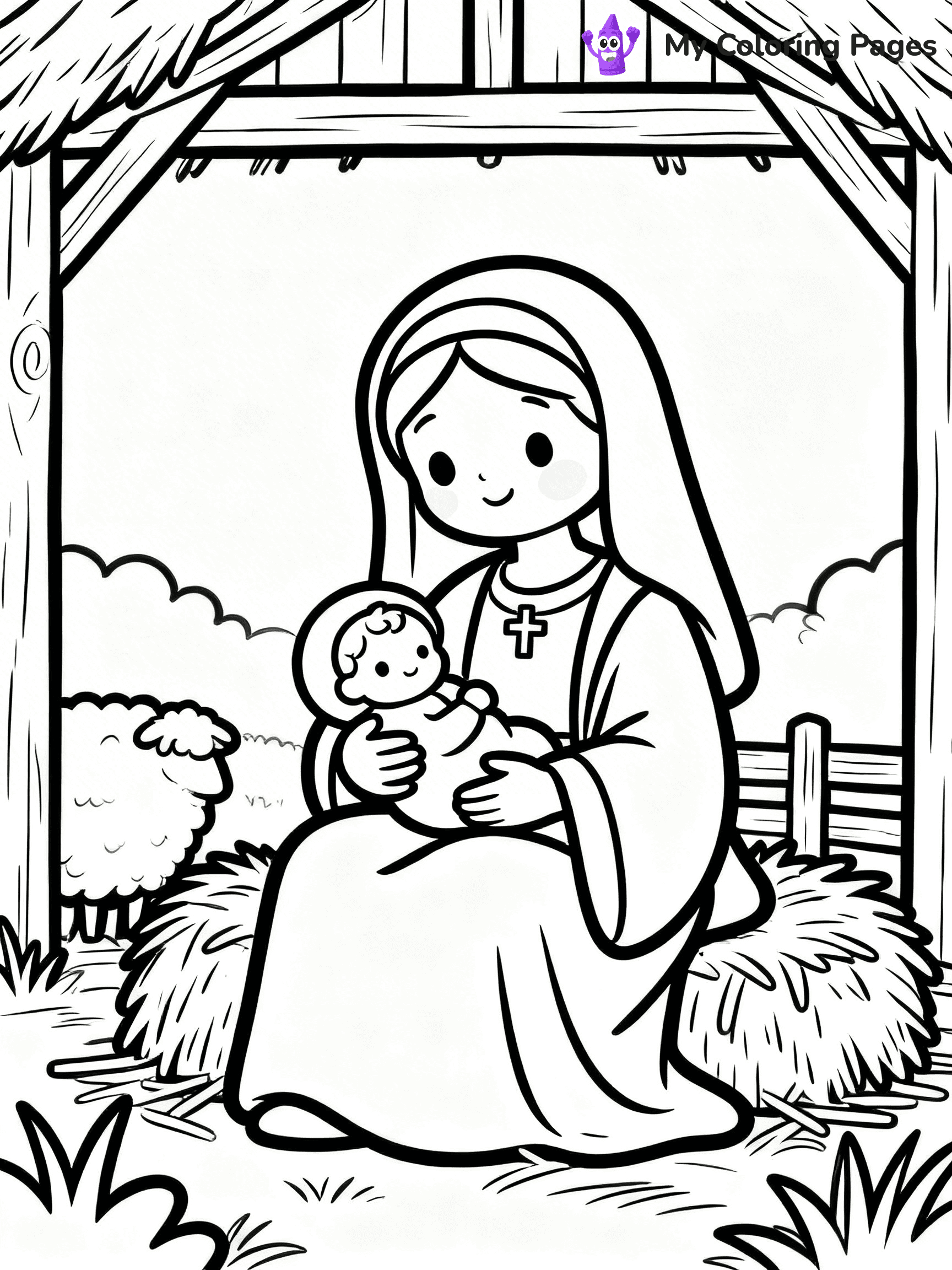 Easy Religious Christmas Coloring Pages - 52