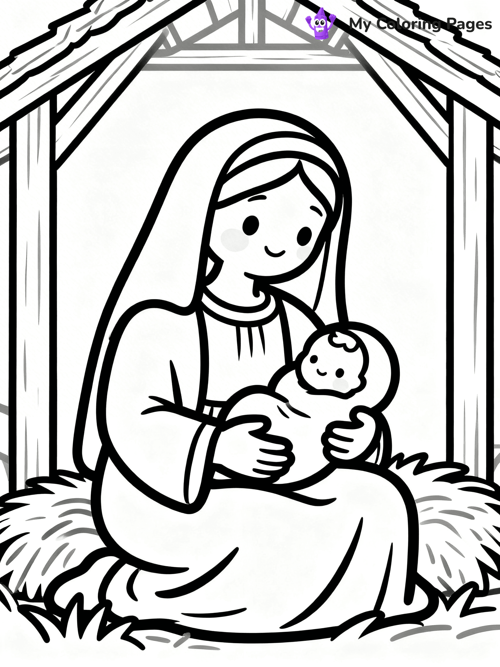 Easy Religious Christmas Coloring Pages - 50