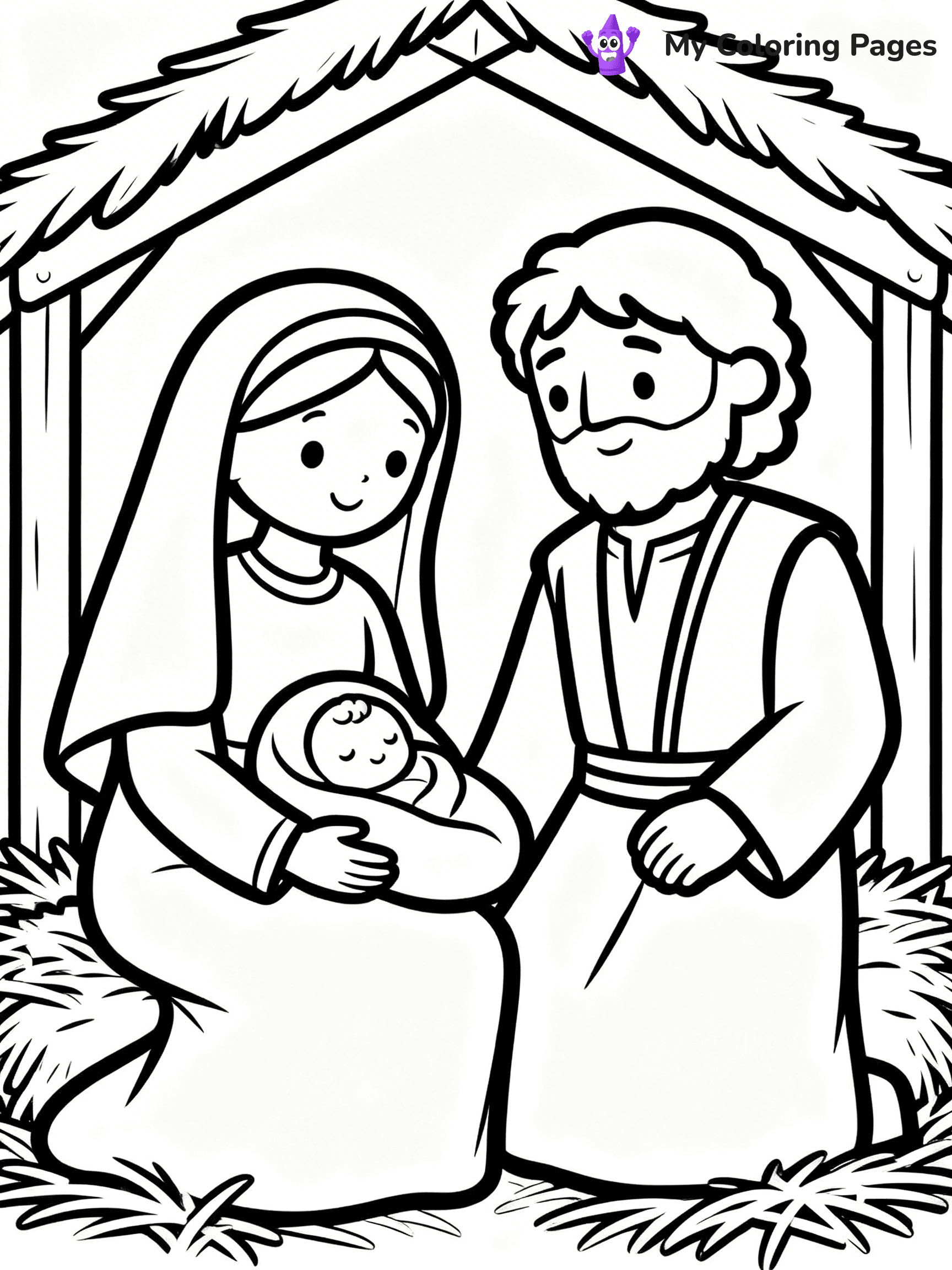 Easy Religious Christmas Coloring Pages - 42