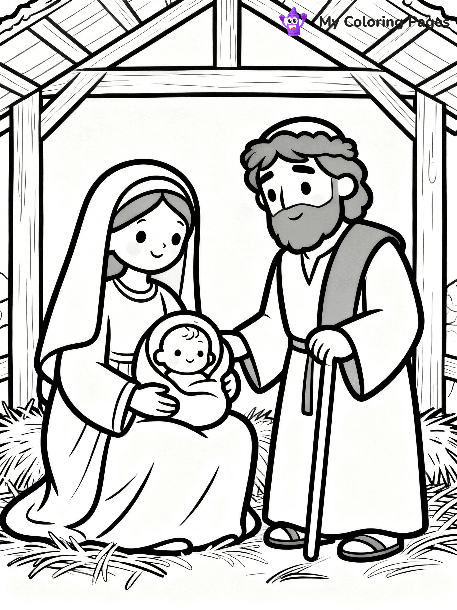 Easy Religious Christmas Coloring Pages - 39