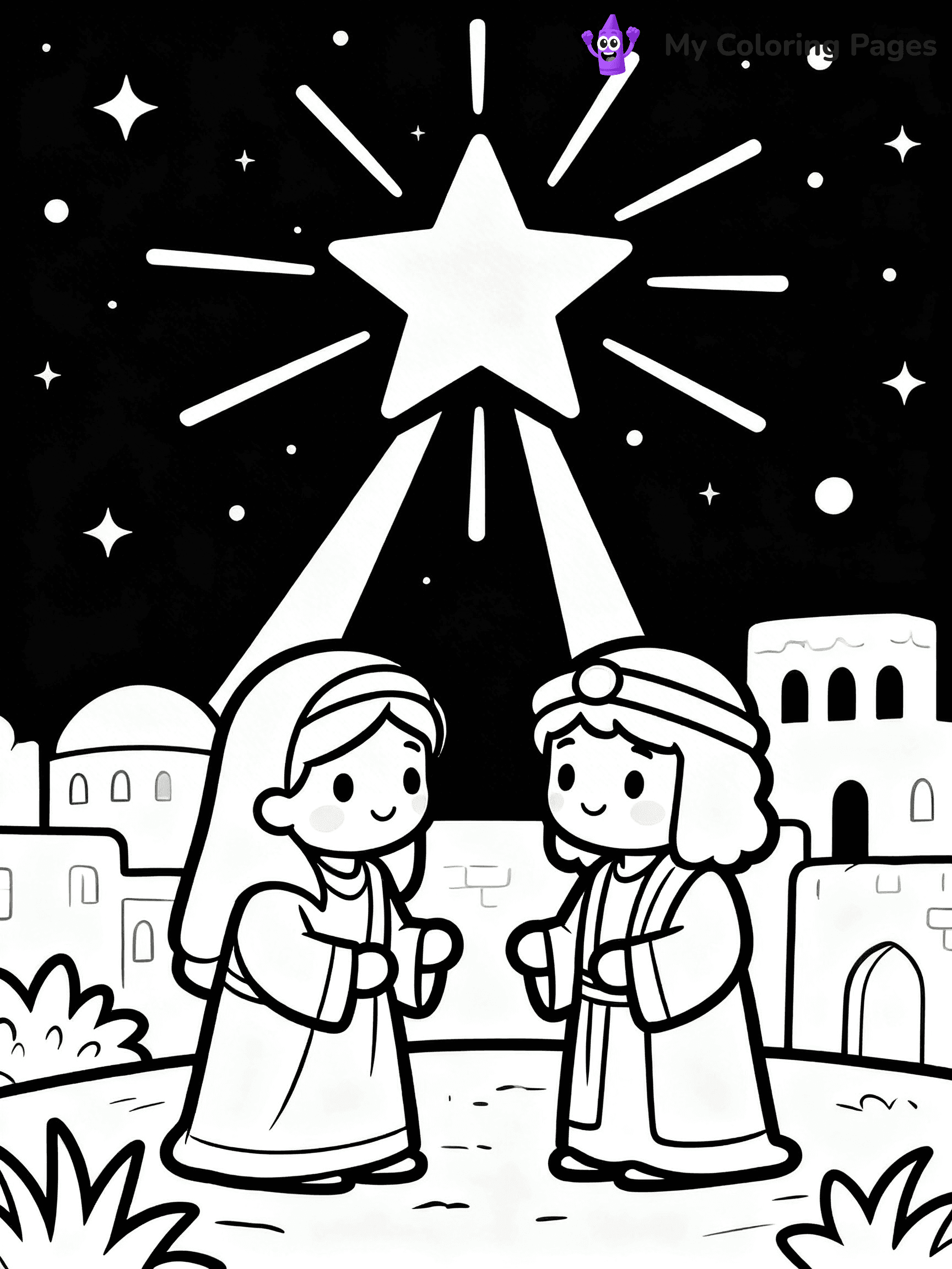 Easy Religious Christmas Coloring Pages - 28