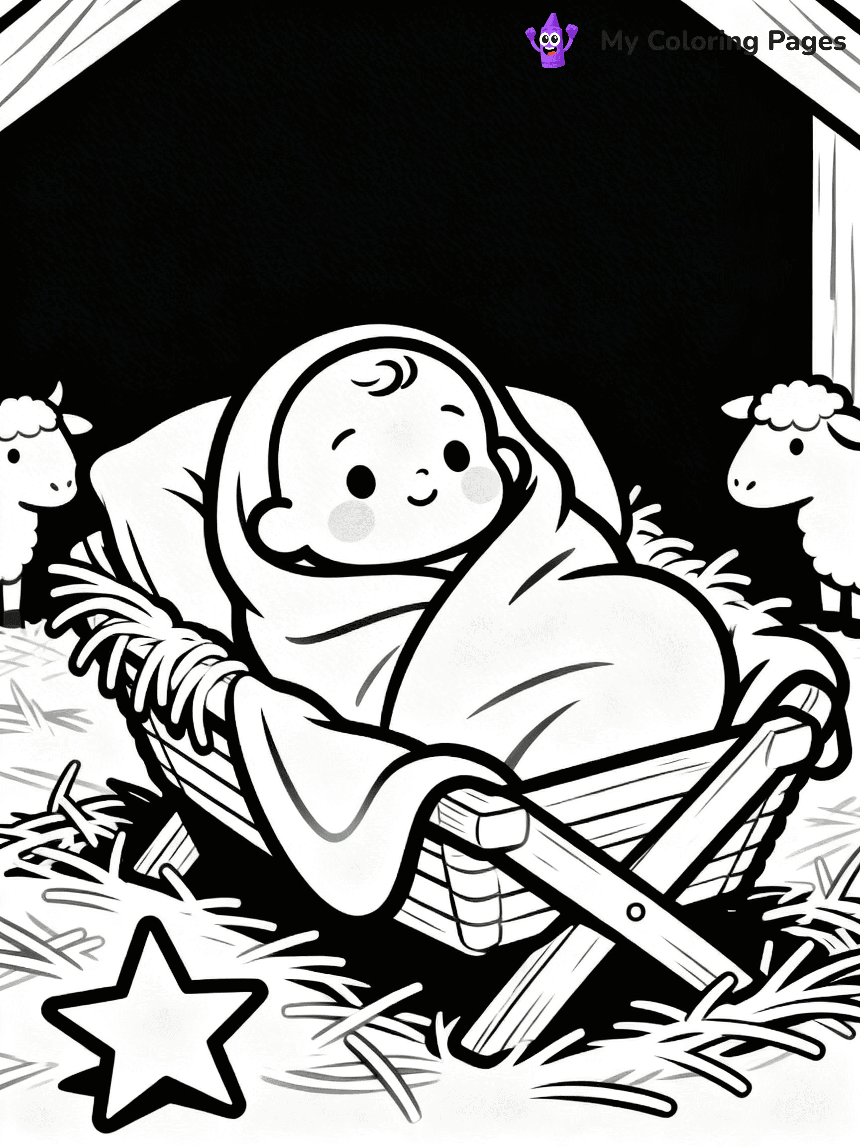 Easy Religious Christmas Coloring Pages - 20