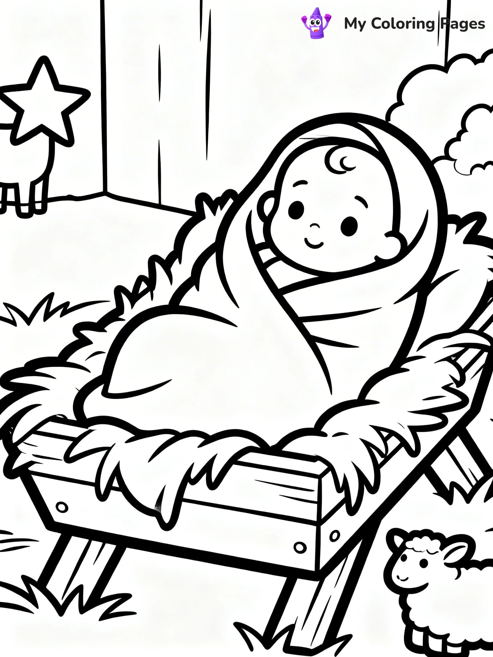 Easy Religious Christmas Coloring Pages - 15