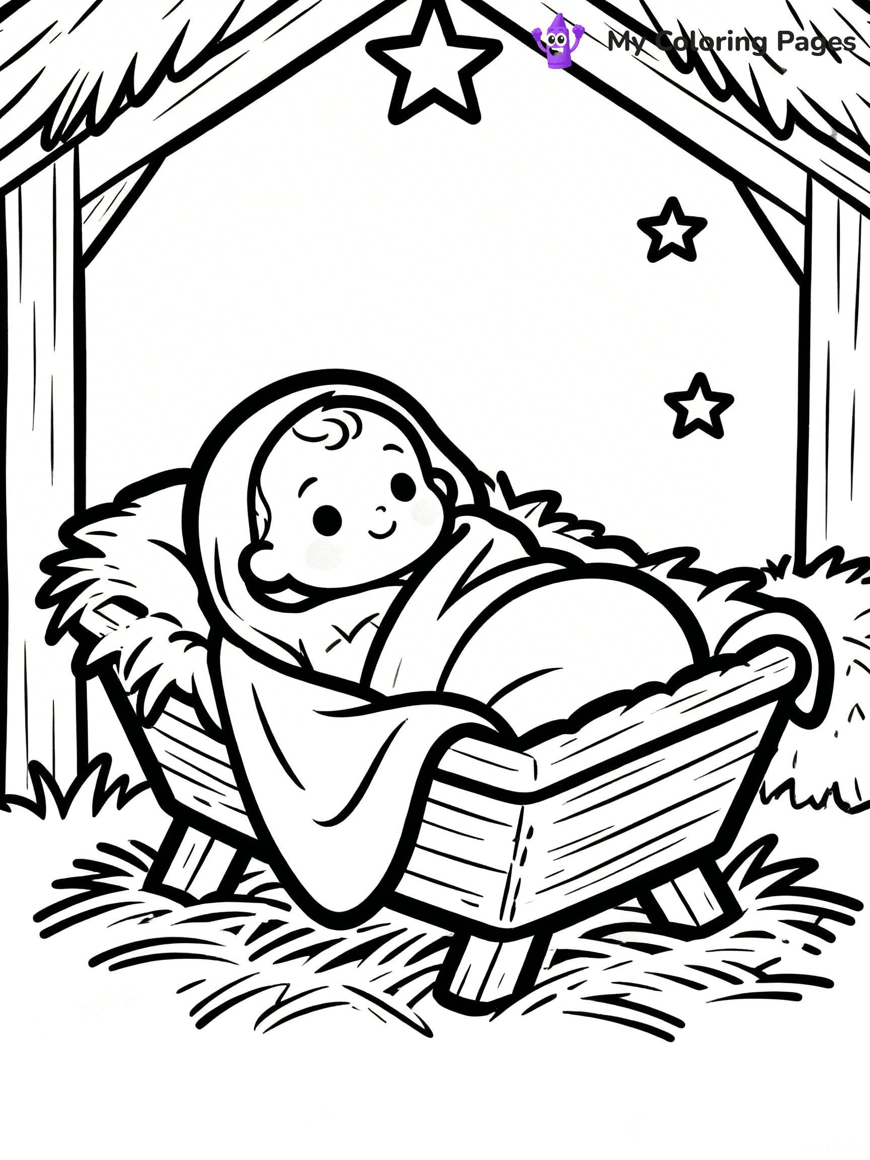 Easy Religious Christmas Coloring Pages - 13
