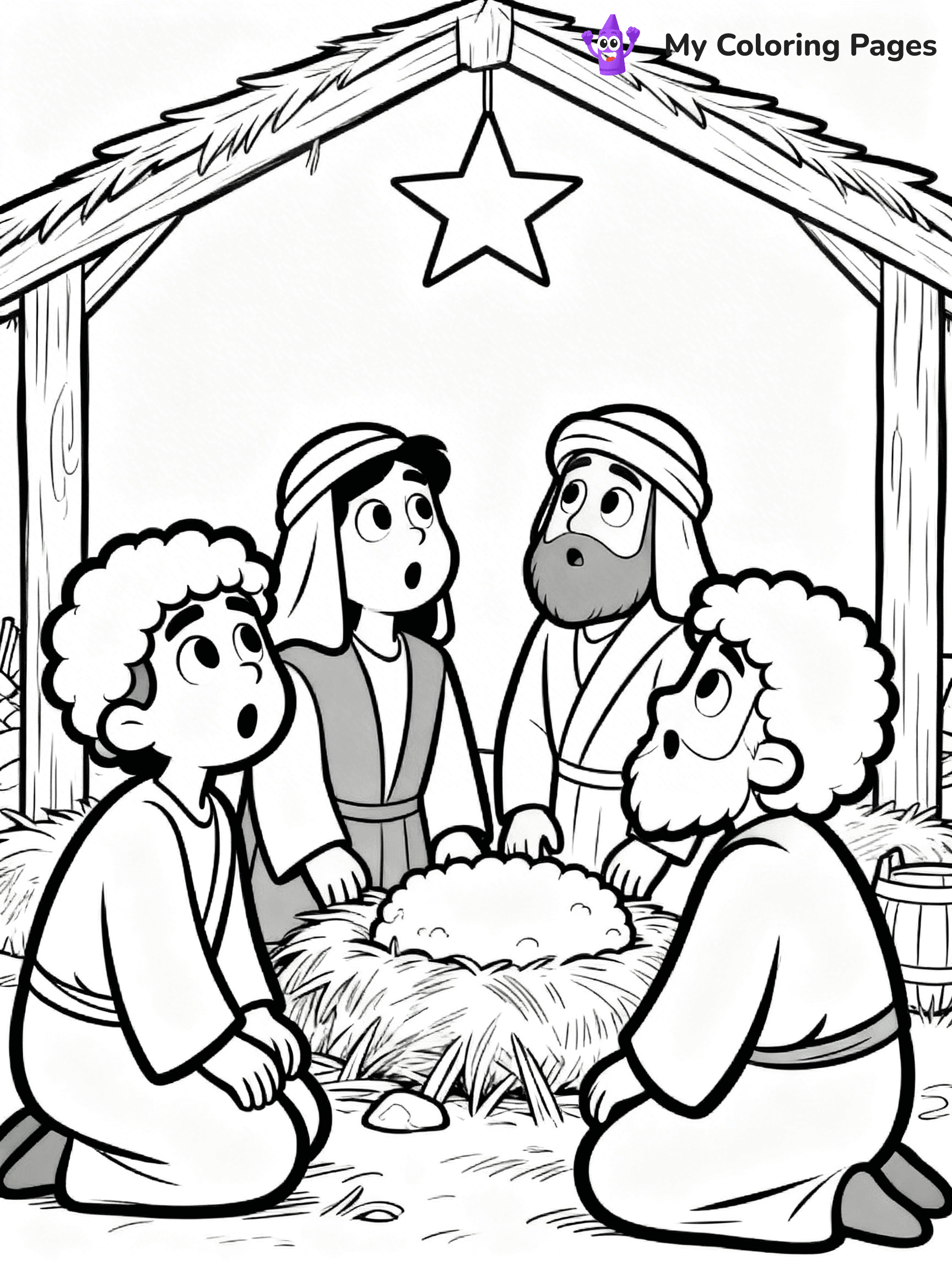 Easy Religious Christmas Coloring Pages - 9