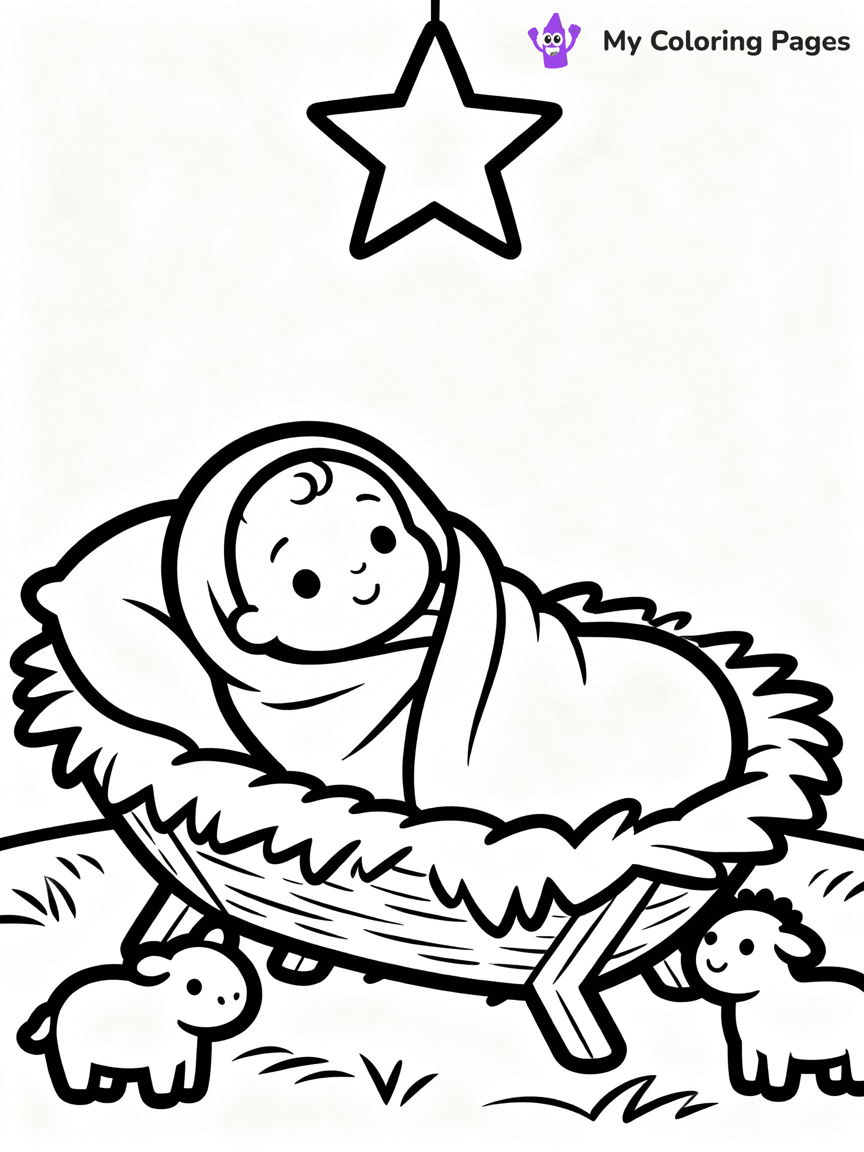 Easy Religious Christmas Coloring Pages - 2