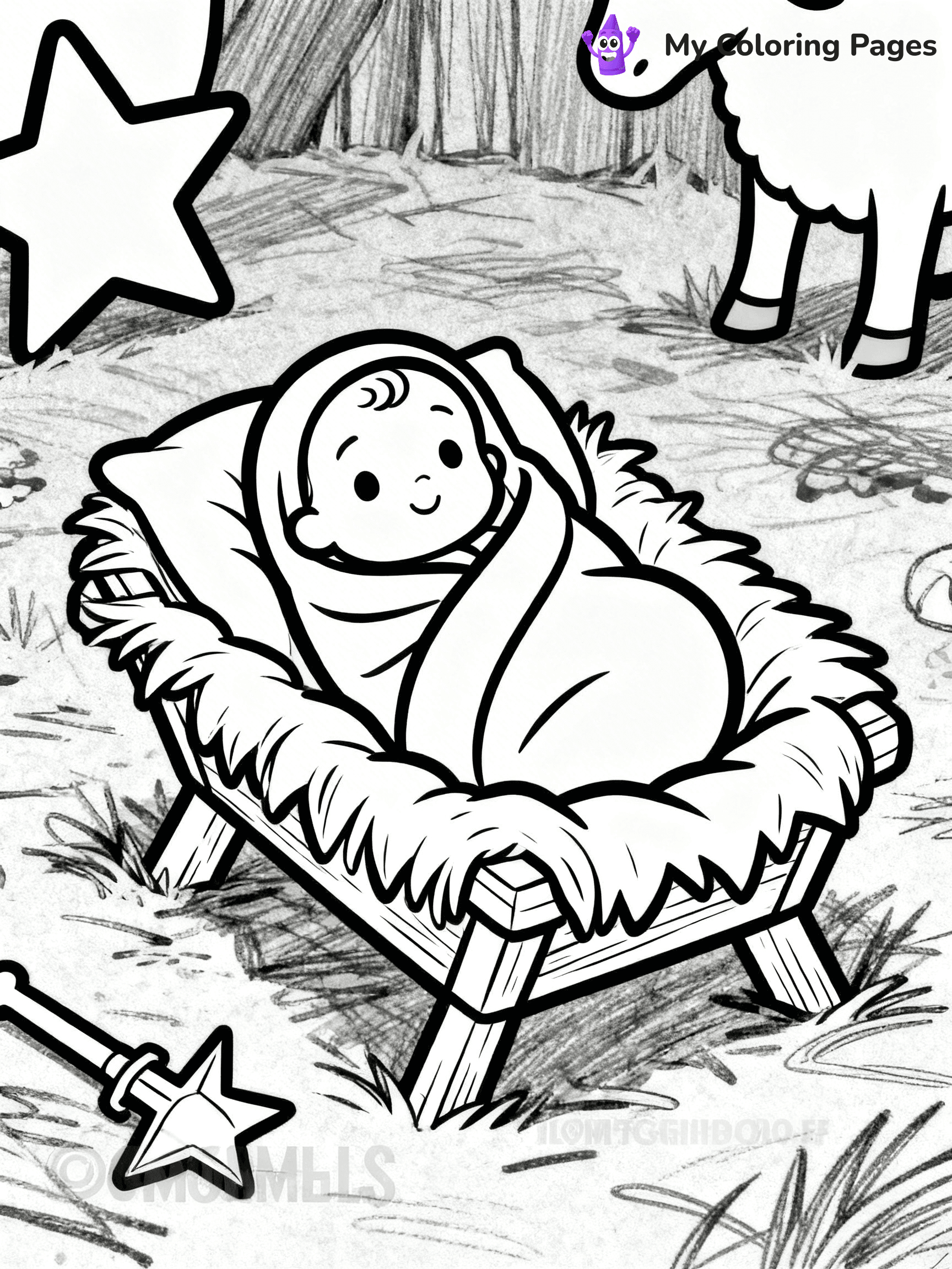 Easy Religious Christmas Coloring Pages - 1