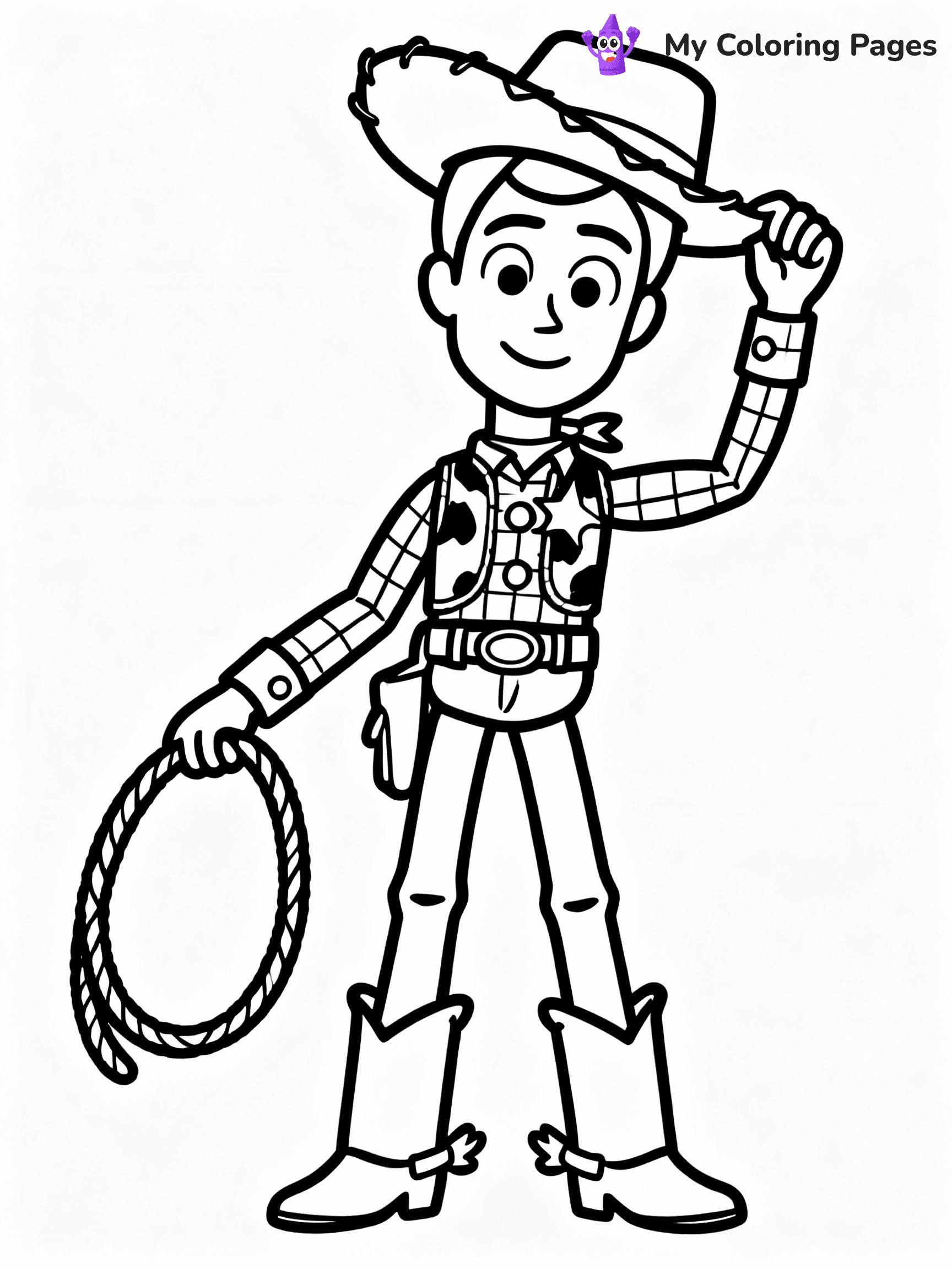 ⚠️ CRITICAL REQUIREMENT - ABSOLUTE BLACK AND WHITE ONLY ⚠️
This MUST be a BLACK AND WHITE line drawing ONLY. NO COLORS whatsoever.
- ONLY pure black lines (#000000) on pure white background (#FFFFFF)
- ABSOLUTELY NO colors, NO shading, NO gradients, NO grayscale
- If there are ANY colors in the output, the image is REJECTED
- This is a COLORING PAGE - meant to be COLORED IN by children
- The output must be UNCOLORED line art ready for coloring
⚠️ SUBJECT TO DRAW: Jessie from Toy Story in Toy Story animation style, lasso in hand, cowboy hat tilted, boots prominent
(REMEMBER: Output must be BLACK AND WHITE line art only, NOT colored!)
# COLORING PAGE: BLACK OUTLINES ONLY - WHITE BACKGROUND MANDATORY
Create a **coloring book page** using EXACTLY two values: black lines, white space.
## NON-NEGOTIABLE BINARY RULES
- **ONLY #000000 (black) and #FFFFFF (white)** - NO other values exist
- **EVERY PIXEL = BLACK OR WHITE** - no gray/shading/antialiasing
- **WHITE BACKGROUND MANDATORY** - entire canvas stays white
- **ALL SHAPES HOLLOW** - everything is empty outlines waiting to be colored
- **FORBIDDEN:** fills, shading, gradients, patterns, textures, colors
- **NO SOLID REGIONS** - if it's not a thin line, it's wrong
## Universal Line Standards
- Black outlines ONLY - thin, uniform weight
- Every shape completely empty inside
- Closed contours suitable for coloring
- Simple flat illustration - zero depth/3D/realism
- **Style:** Whimsical Doodle Art Alley - rounded, friendly outlines (unless specified)
## Everything = Outline Only
- Characters/animals: hollow shapes
- Objects/clothing: empty contours
- Backgrounds/scenery: line work only
- Natural elements: outlined forms
- Dark/night areas: don't exist (use outlined symbols)
- Textures/patterns: convert to simple lines
## The Test
Can a child color EVERY white space with crayons? If any area is pre-filled/shaded/gray or colored in, it FAILS. Every shape must be waiting to receive color.
**FINAL OUTPUT**: Binary coloring page. Black lines define shapes. White spaces ready for coloring. Nothing else exists. No exceptions. Print-ready.
⚠️ FINAL REMINDER: Draw the subject "Jessie from Toy Story in Toy Story animation style, lasso in hand, cowboy hat tilted, boots prominent" as BLACK AND WHITE line art. Zero colors in output.