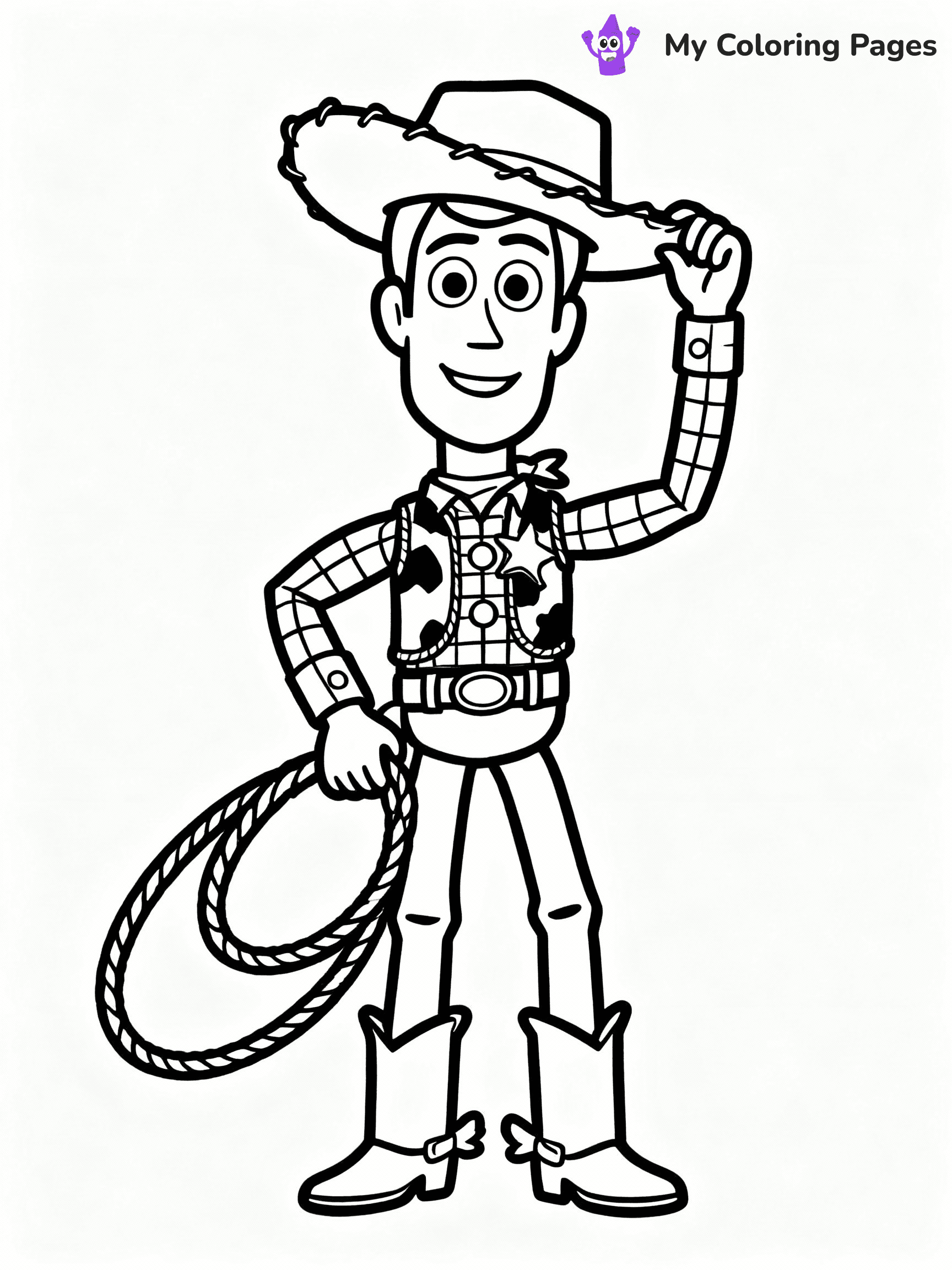 ⚠️ CRITICAL REQUIREMENT - ABSOLUTE BLACK AND WHITE ONLY ⚠️
This MUST be a BLACK AND WHITE line drawing ONLY. NO COLORS whatsoever.
- ONLY pure black lines (#000000) on pure white background (#FFFFFF)
- ABSOLUTELY NO colors, NO shading, NO gradients, NO grayscale
- If there are ANY colors in the output, the image is REJECTED
- This is a COLORING PAGE - meant to be COLORED IN by children
- The output must be UNCOLORED line art ready for coloring
⚠️ SUBJECT TO DRAW: Jessie from Toy Story in Toy Story animation style, lasso in hand, cowboy hat tilted, boots prominent
(REMEMBER: Output must be BLACK AND WHITE line art only, NOT colored!)
# COLORING PAGE: BLACK OUTLINES ONLY - WHITE BACKGROUND MANDATORY
Create a **coloring book page** using EXACTLY two values: black lines, white space.
## NON-NEGOTIABLE BINARY RULES
- **ONLY #000000 (black) and #FFFFFF (white)** - NO other values exist
- **EVERY PIXEL = BLACK OR WHITE** - no gray/shading/antialiasing
- **WHITE BACKGROUND MANDATORY** - entire canvas stays white
- **ALL SHAPES HOLLOW** - everything is empty outlines waiting to be colored
- **FORBIDDEN:** fills, shading, gradients, patterns, textures, colors
- **NO SOLID REGIONS** - if it's not a thin line, it's wrong
## Universal Line Standards
- Black outlines ONLY - thin, uniform weight
- Every shape completely empty inside
- Closed contours suitable for coloring
- Simple flat illustration - zero depth/3D/realism
- **Style:** Whimsical Doodle Art Alley - rounded, friendly outlines (unless specified)
## Everything = Outline Only
- Characters/animals: hollow shapes
- Objects/clothing: empty contours
- Backgrounds/scenery: line work only
- Natural elements: outlined forms
- Dark/night areas: don't exist (use outlined symbols)
- Textures/patterns: convert to simple lines
## The Test
Can a child color EVERY white space with crayons? If any area is pre-filled/shaded/gray or colored in, it FAILS. Every shape must be waiting to receive color.
**FINAL OUTPUT**: Binary coloring page. Black lines define shapes. White spaces ready for coloring. Nothing else exists. No exceptions. Print-ready.
⚠️ FINAL REMINDER: Draw the subject "Jessie from Toy Story in Toy Story animation style, lasso in hand, cowboy hat tilted, boots prominent" as BLACK AND WHITE line art. Zero colors in output.