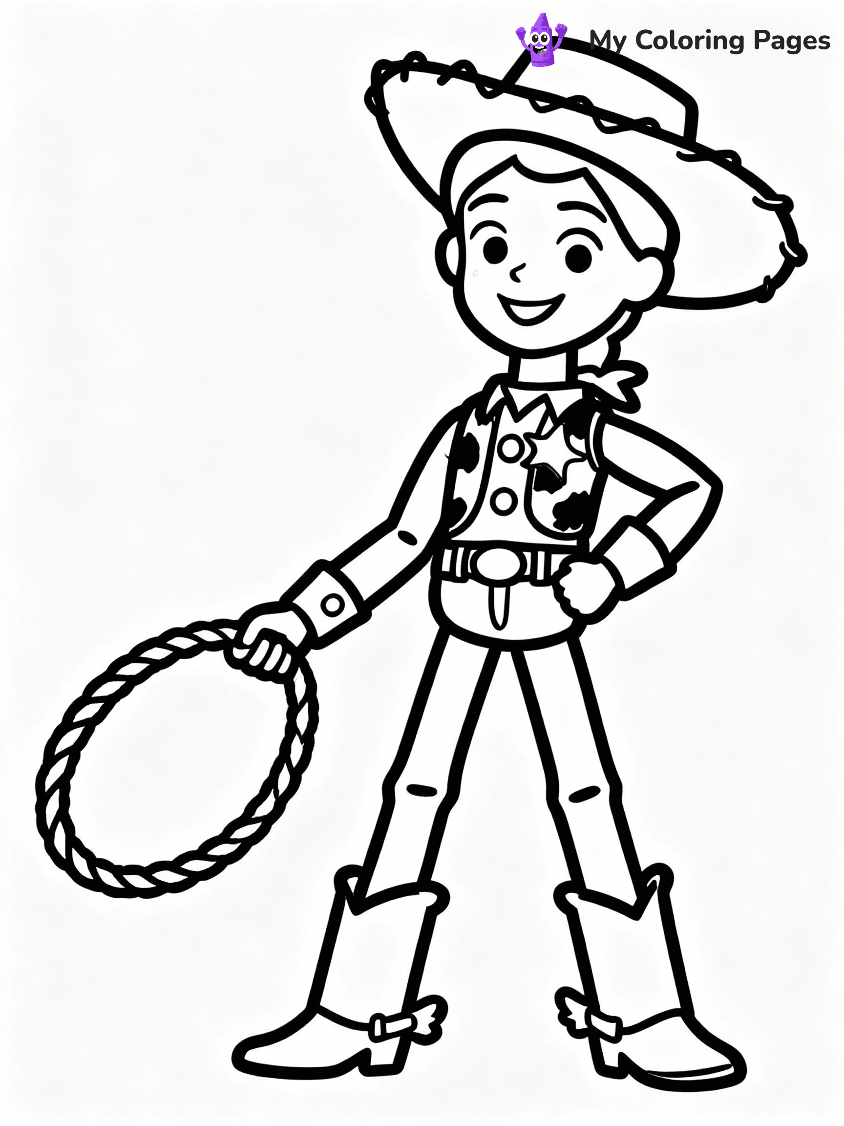 ⚠️ CRITICAL REQUIREMENT - ABSOLUTE BLACK AND WHITE ONLY ⚠️
This MUST be a BLACK AND WHITE line drawing ONLY. NO COLORS whatsoever.
- ONLY pure black lines (#000000) on pure white background (#FFFFFF)
- ABSOLUTELY NO colors, NO shading, NO gradients, NO grayscale
- If there are ANY colors in the output, the image is REJECTED
- This is a COLORING PAGE - meant to be COLORED IN by children
- The output must be UNCOLORED line art ready for coloring
⚠️ SUBJECT TO DRAW: Jessie from Toy Story in Toy Story animation style, lasso in hand, cowboy hat tilted, boots prominent
(REMEMBER: Output must be BLACK AND WHITE line art only, NOT colored!)
# COLORING PAGE: BLACK OUTLINES ONLY - WHITE BACKGROUND MANDATORY
Create a **coloring book page** using EXACTLY two values: black lines, white space.
## NON-NEGOTIABLE BINARY RULES
- **ONLY #000000 (black) and #FFFFFF (white)** - NO other values exist
- **EVERY PIXEL = BLACK OR WHITE** - no gray/shading/antialiasing
- **WHITE BACKGROUND MANDATORY** - entire canvas stays white
- **ALL SHAPES HOLLOW** - everything is empty outlines waiting to be colored
- **FORBIDDEN:** fills, shading, gradients, patterns, textures, colors
- **NO SOLID REGIONS** - if it's not a thin line, it's wrong
## Universal Line Standards
- Black outlines ONLY - thin, uniform weight
- Every shape completely empty inside
- Closed contours suitable for coloring
- Simple flat illustration - zero depth/3D/realism
- **Style:** Whimsical Doodle Art Alley - rounded, friendly outlines (unless specified)
## Everything = Outline Only
- Characters/animals: hollow shapes
- Objects/clothing: empty contours
- Backgrounds/scenery: line work only
- Natural elements: outlined forms
- Dark/night areas: don't exist (use outlined symbols)
- Textures/patterns: convert to simple lines
## The Test
Can a child color EVERY white space with crayons? If any area is pre-filled/shaded/gray or colored in, it FAILS. Every shape must be waiting to receive color.
**FINAL OUTPUT**: Binary coloring page. Black lines define shapes. White spaces ready for coloring. Nothing else exists. No exceptions. Print-ready.
⚠️ FINAL REMINDER: Draw the subject "Jessie from Toy Story in Toy Story animation style, lasso in hand, cowboy hat tilted, boots prominent" as BLACK AND WHITE line art. Zero colors in output.