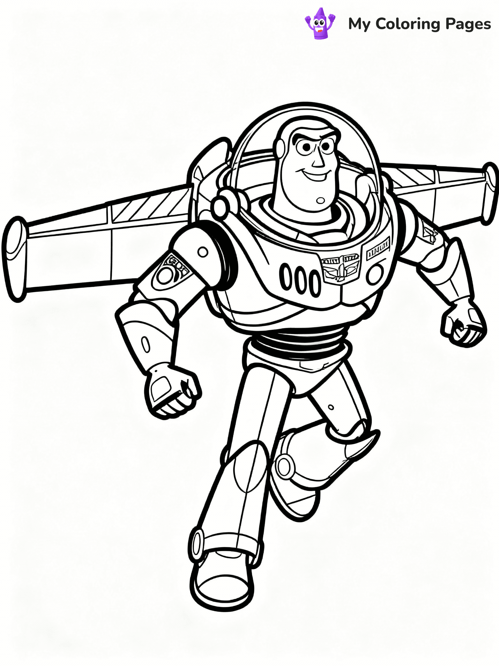 ⚠️ CRITICAL REQUIREMENT - ABSOLUTE BLACK AND WHITE ONLY ⚠️
This MUST be a BLACK AND WHITE line drawing ONLY. NO COLORS whatsoever.
- ONLY pure black lines (#000000) on pure white background (#FFFFFF)
- ABSOLUTELY NO colors, NO shading, NO gradients, NO grayscale
- If there are ANY colors in the output, the image is REJECTED
- This is a COLORING PAGE - meant to be COLORED IN by children
- The output must be UNCOLORED line art ready for coloring
⚠️ SUBJECT TO DRAW: Buzz Lightyear from Toy Story in Toy Story animation style, striking heroic pose, wings extended, laser ready
(REMEMBER: Output must be BLACK AND WHITE line art only, NOT colored!)
# COLORING PAGE: BLACK OUTLINES ONLY - WHITE BACKGROUND MANDATORY
Create a **coloring book page** using EXACTLY two values: black lines, white space.
## NON-NEGOTIABLE BINARY RULES
- **ONLY #000000 (black) and #FFFFFF (white)** - NO other values exist
- **EVERY PIXEL = BLACK OR WHITE** - no gray/shading/antialiasing
- **WHITE BACKGROUND MANDATORY** - entire canvas stays white
- **ALL SHAPES HOLLOW** - everything is empty outlines waiting to be colored
- **FORBIDDEN:** fills, shading, gradients, patterns, textures, colors
- **NO SOLID REGIONS** - if it's not a thin line, it's wrong
## Universal Line Standards
- Black outlines ONLY - thin, uniform weight
- Every shape completely empty inside
- Closed contours suitable for coloring
- Simple flat illustration - zero depth/3D/realism
- **Style:** Whimsical Doodle Art Alley - rounded, friendly outlines (unless specified)
## Everything = Outline Only
- Characters/animals: hollow shapes
- Objects/clothing: empty contours
- Backgrounds/scenery: line work only
- Natural elements: outlined forms
- Dark/night areas: don't exist (use outlined symbols)
- Textures/patterns: convert to simple lines
## The Test
Can a child color EVERY white space with crayons? If any area is pre-filled/shaded/gray or colored in, it FAILS. Every shape must be waiting to receive color.
**FINAL OUTPUT**: Binary coloring page. Black lines define shapes. White spaces ready for coloring. Nothing else exists. No exceptions. Print-ready.
⚠️ FINAL REMINDER: Draw the subject "Buzz Lightyear from Toy Story in Toy Story animation style, striking heroic pose, wings extended, laser ready" as BLACK AND WHITE line art. Zero colors in output.