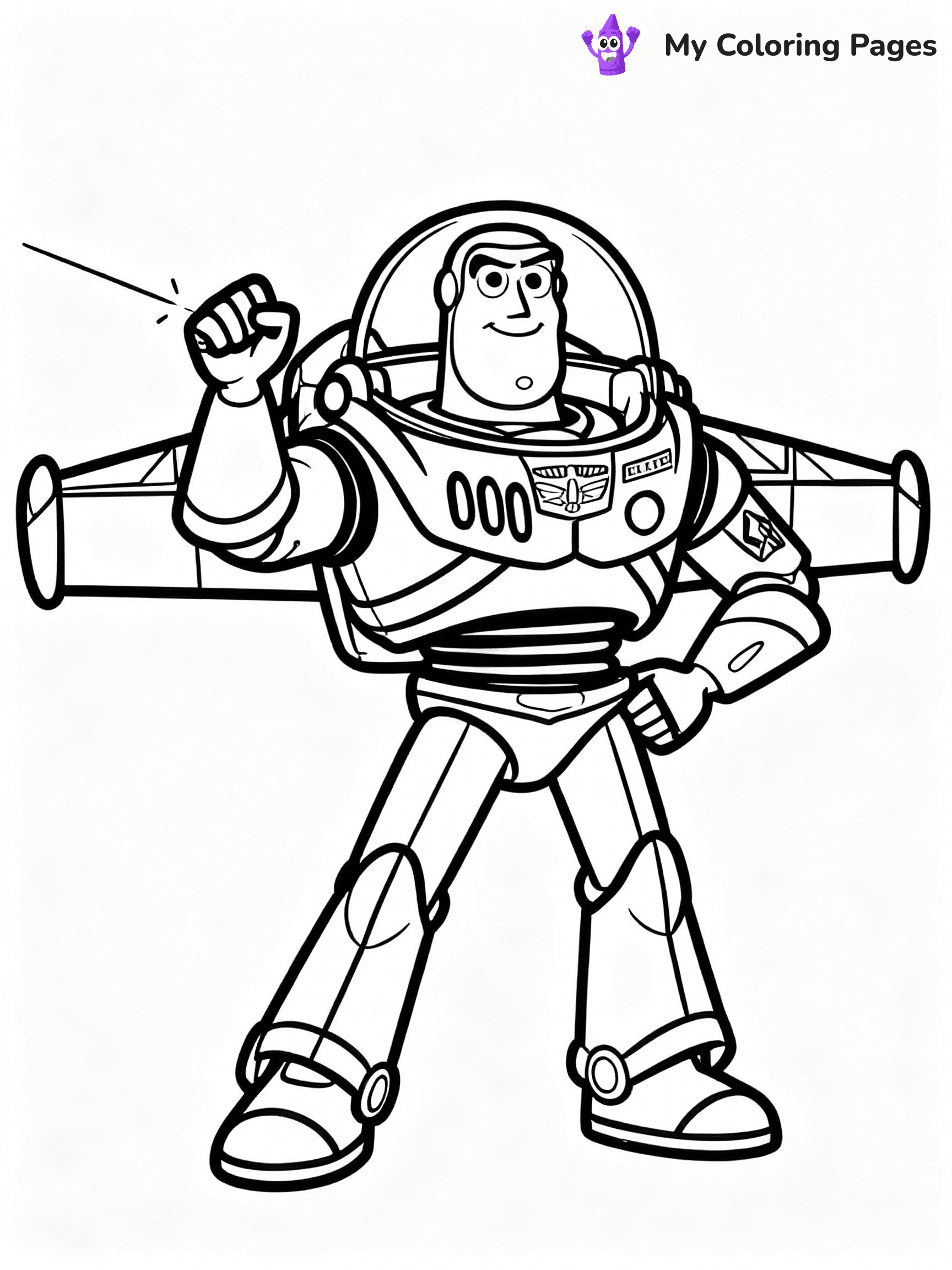 ⚠️ CRITICAL REQUIREMENT - ABSOLUTE BLACK AND WHITE ONLY ⚠️
This MUST be a BLACK AND WHITE line drawing ONLY. NO COLORS whatsoever.
- ONLY pure black lines (#000000) on pure white background (#FFFFFF)
- ABSOLUTELY NO colors, NO shading, NO gradients, NO grayscale
- If there are ANY colors in the output, the image is REJECTED
- This is a COLORING PAGE - meant to be COLORED IN by children
- The output must be UNCOLORED line art ready for coloring
⚠️ SUBJECT TO DRAW: Buzz Lightyear from Toy Story in Toy Story animation style, striking heroic pose, wings extended, laser ready
(REMEMBER: Output must be BLACK AND WHITE line art only, NOT colored!)
# COLORING PAGE: BLACK OUTLINES ONLY - WHITE BACKGROUND MANDATORY
Create a **coloring book page** using EXACTLY two values: black lines, white space.
## NON-NEGOTIABLE BINARY RULES
- **ONLY #000000 (black) and #FFFFFF (white)** - NO other values exist
- **EVERY PIXEL = BLACK OR WHITE** - no gray/shading/antialiasing
- **WHITE BACKGROUND MANDATORY** - entire canvas stays white
- **ALL SHAPES HOLLOW** - everything is empty outlines waiting to be colored
- **FORBIDDEN:** fills, shading, gradients, patterns, textures, colors
- **NO SOLID REGIONS** - if it's not a thin line, it's wrong
## Universal Line Standards
- Black outlines ONLY - thin, uniform weight
- Every shape completely empty inside
- Closed contours suitable for coloring
- Simple flat illustration - zero depth/3D/realism
- **Style:** Whimsical Doodle Art Alley - rounded, friendly outlines (unless specified)
## Everything = Outline Only
- Characters/animals: hollow shapes
- Objects/clothing: empty contours
- Backgrounds/scenery: line work only
- Natural elements: outlined forms
- Dark/night areas: don't exist (use outlined symbols)
- Textures/patterns: convert to simple lines
## The Test
Can a child color EVERY white space with crayons? If any area is pre-filled/shaded/gray or colored in, it FAILS. Every shape must be waiting to receive color.
**FINAL OUTPUT**: Binary coloring page. Black lines define shapes. White spaces ready for coloring. Nothing else exists. No exceptions. Print-ready.
⚠️ FINAL REMINDER: Draw the subject "Buzz Lightyear from Toy Story in Toy Story animation style, striking heroic pose, wings extended, laser ready" as BLACK AND WHITE line art. Zero colors in output.