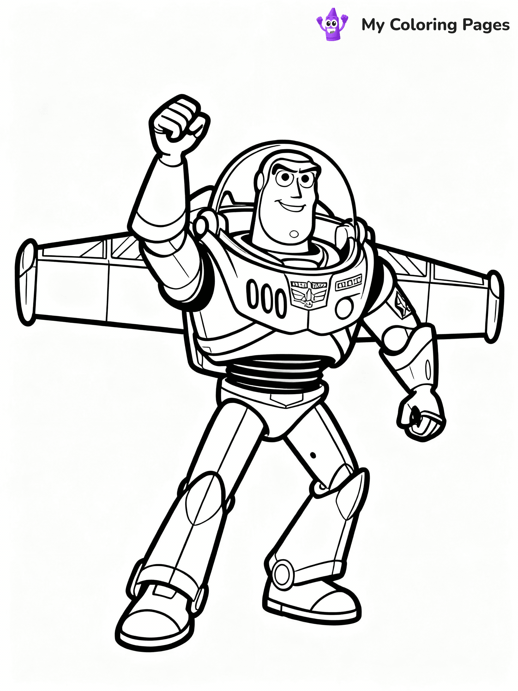 ⚠️ CRITICAL REQUIREMENT - ABSOLUTE BLACK AND WHITE ONLY ⚠️
This MUST be a BLACK AND WHITE line drawing ONLY. NO COLORS whatsoever.
- ONLY pure black lines (#000000) on pure white background (#FFFFFF)
- ABSOLUTELY NO colors, NO shading, NO gradients, NO grayscale
- If there are ANY colors in the output, the image is REJECTED
- This is a COLORING PAGE - meant to be COLORED IN by children
- The output must be UNCOLORED line art ready for coloring
⚠️ SUBJECT TO DRAW: Buzz Lightyear from Toy Story in Toy Story animation style, striking heroic pose, wings extended, laser ready
(REMEMBER: Output must be BLACK AND WHITE line art only, NOT colored!)
# COLORING PAGE: BLACK OUTLINES ONLY - WHITE BACKGROUND MANDATORY
Create a **coloring book page** using EXACTLY two values: black lines, white space.
## NON-NEGOTIABLE BINARY RULES
- **ONLY #000000 (black) and #FFFFFF (white)** - NO other values exist
- **EVERY PIXEL = BLACK OR WHITE** - no gray/shading/antialiasing
- **WHITE BACKGROUND MANDATORY** - entire canvas stays white
- **ALL SHAPES HOLLOW** - everything is empty outlines waiting to be colored
- **FORBIDDEN:** fills, shading, gradients, patterns, textures, colors
- **NO SOLID REGIONS** - if it's not a thin line, it's wrong
## Universal Line Standards
- Black outlines ONLY - thin, uniform weight
- Every shape completely empty inside
- Closed contours suitable for coloring
- Simple flat illustration - zero depth/3D/realism
- **Style:** Whimsical Doodle Art Alley - rounded, friendly outlines (unless specified)
## Everything = Outline Only
- Characters/animals: hollow shapes
- Objects/clothing: empty contours
- Backgrounds/scenery: line work only
- Natural elements: outlined forms
- Dark/night areas: don't exist (use outlined symbols)
- Textures/patterns: convert to simple lines
## The Test
Can a child color EVERY white space with crayons? If any area is pre-filled/shaded/gray or colored in, it FAILS. Every shape must be waiting to receive color.
**FINAL OUTPUT**: Binary coloring page. Black lines define shapes. White spaces ready for coloring. Nothing else exists. No exceptions. Print-ready.
⚠️ FINAL REMINDER: Draw the subject "Buzz Lightyear from Toy Story in Toy Story animation style, striking heroic pose, wings extended, laser ready" as BLACK AND WHITE line art. Zero colors in output.