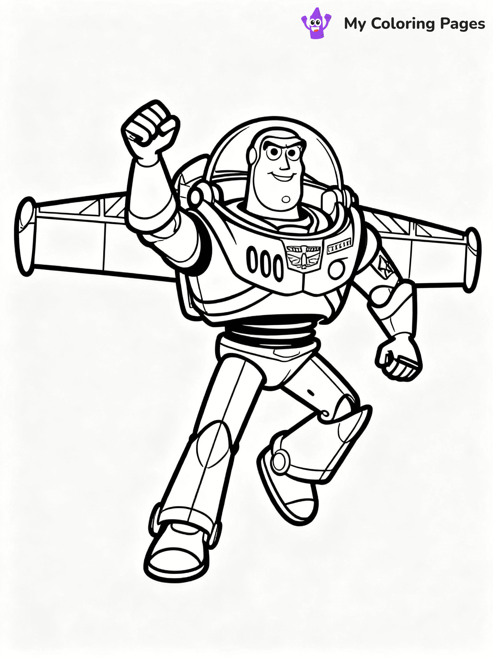 ⚠️ CRITICAL REQUIREMENT - ABSOLUTE BLACK AND WHITE ONLY ⚠️
This MUST be a BLACK AND WHITE line drawing ONLY. NO COLORS whatsoever.
- ONLY pure black lines (#000000) on pure white background (#FFFFFF)
- ABSOLUTELY NO colors, NO shading, NO gradients, NO grayscale
- If there are ANY colors in the output, the image is REJECTED
- This is a COLORING PAGE - meant to be COLORED IN by children
- The output must be UNCOLORED line art ready for coloring
⚠️ SUBJECT TO DRAW: Buzz Lightyear from Toy Story in Toy Story animation style, striking heroic pose, wings extended, laser ready
(REMEMBER: Output must be BLACK AND WHITE line art only, NOT colored!)
# COLORING PAGE: BLACK OUTLINES ONLY - WHITE BACKGROUND MANDATORY
Create a **coloring book page** using EXACTLY two values: black lines, white space.
## NON-NEGOTIABLE BINARY RULES
- **ONLY #000000 (black) and #FFFFFF (white)** - NO other values exist
- **EVERY PIXEL = BLACK OR WHITE** - no gray/shading/antialiasing
- **WHITE BACKGROUND MANDATORY** - entire canvas stays white
- **ALL SHAPES HOLLOW** - everything is empty outlines waiting to be colored
- **FORBIDDEN:** fills, shading, gradients, patterns, textures, colors
- **NO SOLID REGIONS** - if it's not a thin line, it's wrong
## Universal Line Standards
- Black outlines ONLY - thin, uniform weight
- Every shape completely empty inside
- Closed contours suitable for coloring
- Simple flat illustration - zero depth/3D/realism
- **Style:** Whimsical Doodle Art Alley - rounded, friendly outlines (unless specified)
## Everything = Outline Only
- Characters/animals: hollow shapes
- Objects/clothing: empty contours
- Backgrounds/scenery: line work only
- Natural elements: outlined forms
- Dark/night areas: don't exist (use outlined symbols)
- Textures/patterns: convert to simple lines
## The Test
Can a child color EVERY white space with crayons? If any area is pre-filled/shaded/gray or colored in, it FAILS. Every shape must be waiting to receive color.
**FINAL OUTPUT**: Binary coloring page. Black lines define shapes. White spaces ready for coloring. Nothing else exists. No exceptions. Print-ready.
⚠️ FINAL REMINDER: Draw the subject "Buzz Lightyear from Toy Story in Toy Story animation style, striking heroic pose, wings extended, laser ready" as BLACK AND WHITE line art. Zero colors in output.