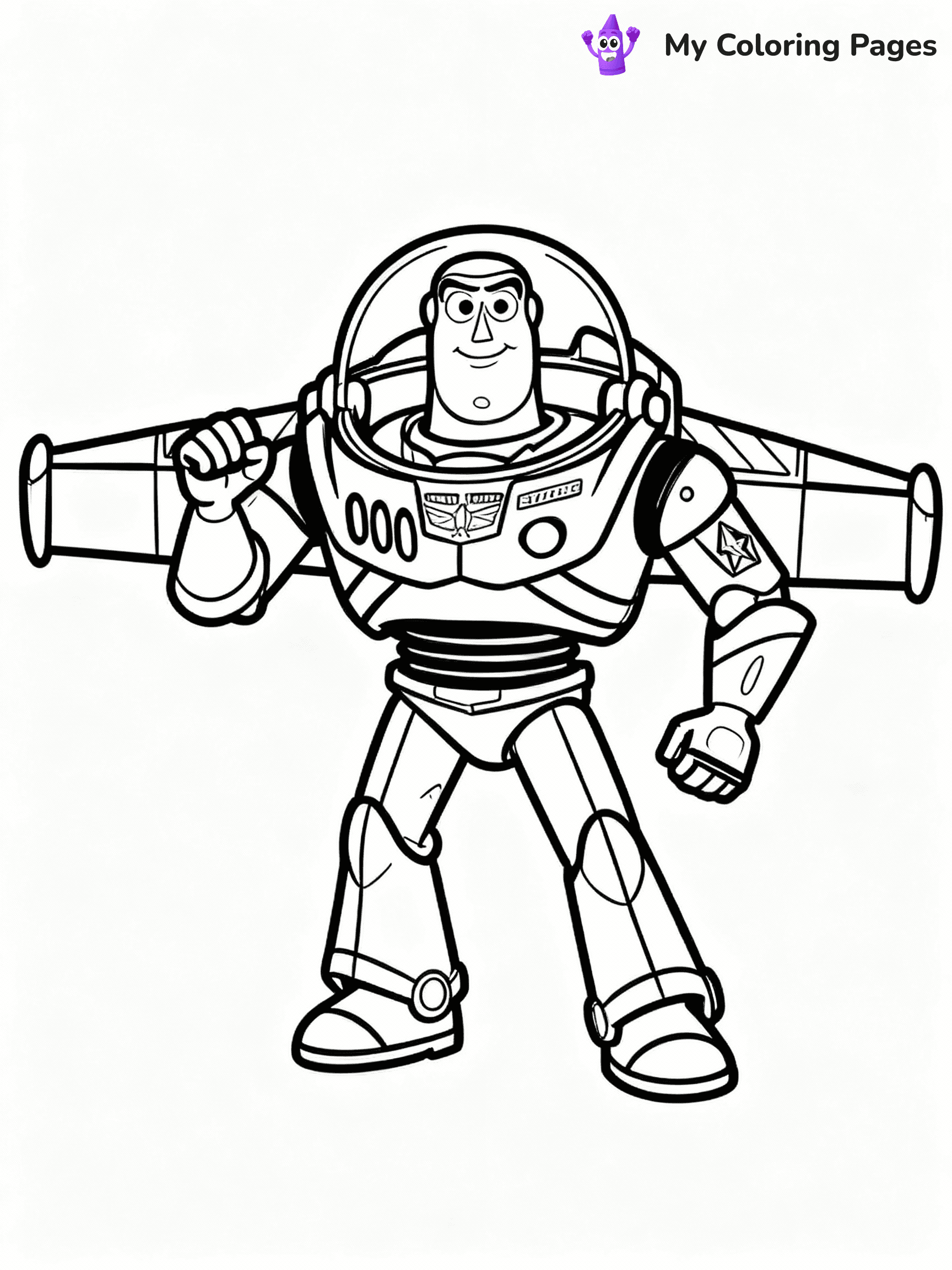 ⚠️ CRITICAL REQUIREMENT - ABSOLUTE BLACK AND WHITE ONLY ⚠️
This MUST be a BLACK AND WHITE line drawing ONLY. NO COLORS whatsoever.
- ONLY pure black lines (#000000) on pure white background (#FFFFFF)
- ABSOLUTELY NO colors, NO shading, NO gradients, NO grayscale
- If there are ANY colors in the output, the image is REJECTED
- This is a COLORING PAGE - meant to be COLORED IN by children
- The output must be UNCOLORED line art ready for coloring
⚠️ SUBJECT TO DRAW: Buzz Lightyear from Toy Story in Toy Story animation style, striking heroic pose, wings extended, laser ready
(REMEMBER: Output must be BLACK AND WHITE line art only, NOT colored!)
# COLORING PAGE: BLACK OUTLINES ONLY - WHITE BACKGROUND MANDATORY
Create a **coloring book page** using EXACTLY two values: black lines, white space.
## NON-NEGOTIABLE BINARY RULES
- **ONLY #000000 (black) and #FFFFFF (white)** - NO other values exist
- **EVERY PIXEL = BLACK OR WHITE** - no gray/shading/antialiasing
- **WHITE BACKGROUND MANDATORY** - entire canvas stays white
- **ALL SHAPES HOLLOW** - everything is empty outlines waiting to be colored
- **FORBIDDEN:** fills, shading, gradients, patterns, textures, colors
- **NO SOLID REGIONS** - if it's not a thin line, it's wrong
## Universal Line Standards
- Black outlines ONLY - thin, uniform weight
- Every shape completely empty inside
- Closed contours suitable for coloring
- Simple flat illustration - zero depth/3D/realism
- **Style:** Whimsical Doodle Art Alley - rounded, friendly outlines (unless specified)
## Everything = Outline Only
- Characters/animals: hollow shapes
- Objects/clothing: empty contours
- Backgrounds/scenery: line work only
- Natural elements: outlined forms
- Dark/night areas: don't exist (use outlined symbols)
- Textures/patterns: convert to simple lines
## The Test
Can a child color EVERY white space with crayons? If any area is pre-filled/shaded/gray or colored in, it FAILS. Every shape must be waiting to receive color.
**FINAL OUTPUT**: Binary coloring page. Black lines define shapes. White spaces ready for coloring. Nothing else exists. No exceptions. Print-ready.
⚠️ FINAL REMINDER: Draw the subject "Buzz Lightyear from Toy Story in Toy Story animation style, striking heroic pose, wings extended, laser ready" as BLACK AND WHITE line art. Zero colors in output.