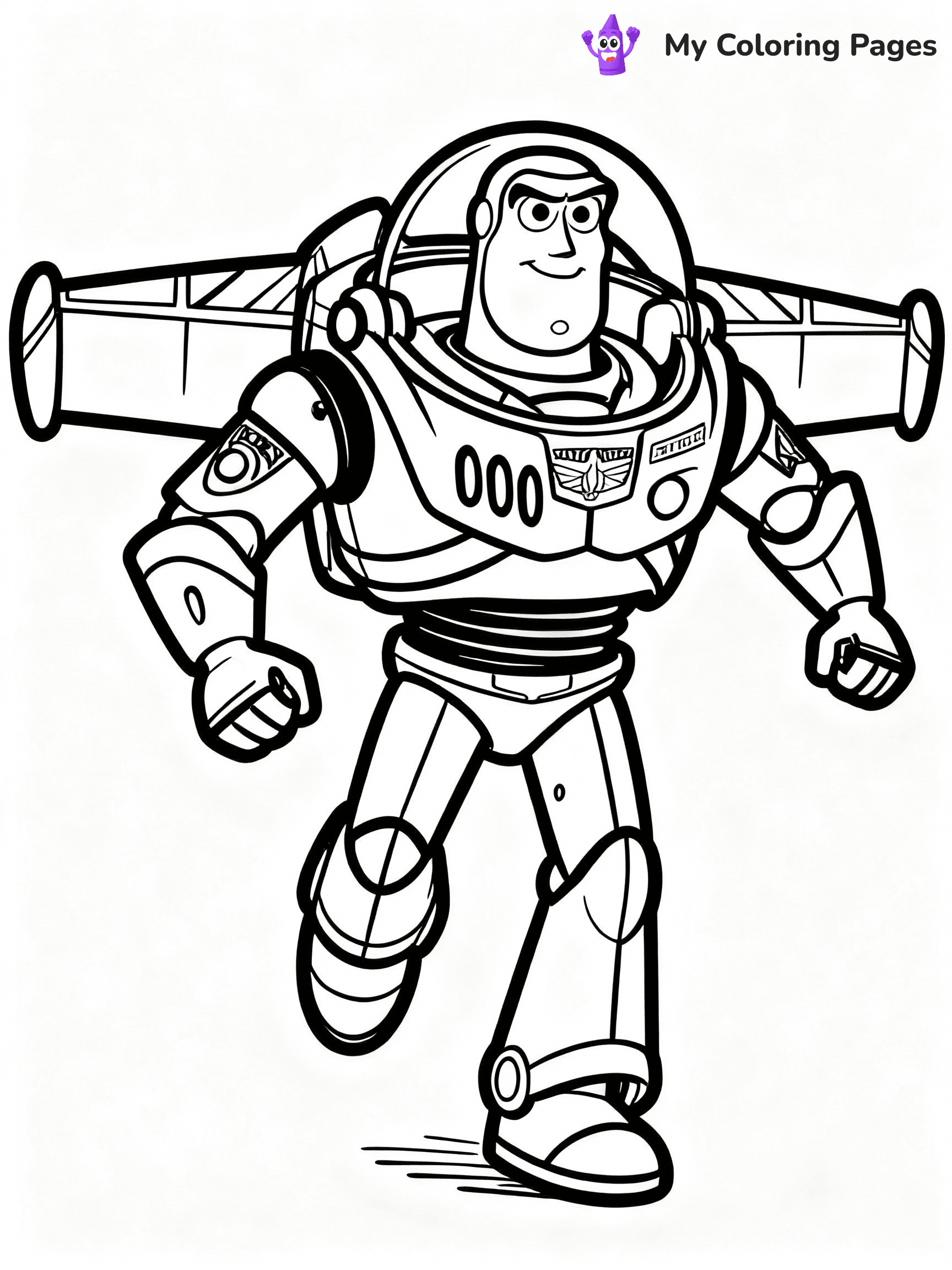 ⚠️ CRITICAL REQUIREMENT - ABSOLUTE BLACK AND WHITE ONLY ⚠️
This MUST be a BLACK AND WHITE line drawing ONLY. NO COLORS whatsoever.
- ONLY pure black lines (#000000) on pure white background (#FFFFFF)
- ABSOLUTELY NO colors, NO shading, NO gradients, NO grayscale
- If there are ANY colors in the output, the image is REJECTED
- This is a COLORING PAGE - meant to be COLORED IN by children
- The output must be UNCOLORED line art ready for coloring
⚠️ SUBJECT TO DRAW: Buzz Lightyear from Toy Story in Toy Story animation style, striking heroic pose, wings extended, laser ready
(REMEMBER: Output must be BLACK AND WHITE line art only, NOT colored!)
# COLORING PAGE: BLACK OUTLINES ONLY - WHITE BACKGROUND MANDATORY
Create a **coloring book page** using EXACTLY two values: black lines, white space.
## NON-NEGOTIABLE BINARY RULES
- **ONLY #000000 (black) and #FFFFFF (white)** - NO other values exist
- **EVERY PIXEL = BLACK OR WHITE** - no gray/shading/antialiasing
- **WHITE BACKGROUND MANDATORY** - entire canvas stays white
- **ALL SHAPES HOLLOW** - everything is empty outlines waiting to be colored
- **FORBIDDEN:** fills, shading, gradients, patterns, textures, colors
- **NO SOLID REGIONS** - if it's not a thin line, it's wrong
## Universal Line Standards
- Black outlines ONLY - thin, uniform weight
- Every shape completely empty inside
- Closed contours suitable for coloring
- Simple flat illustration - zero depth/3D/realism
- **Style:** Whimsical Doodle Art Alley - rounded, friendly outlines (unless specified)
## Everything = Outline Only
- Characters/animals: hollow shapes
- Objects/clothing: empty contours
- Backgrounds/scenery: line work only
- Natural elements: outlined forms
- Dark/night areas: don't exist (use outlined symbols)
- Textures/patterns: convert to simple lines
## The Test
Can a child color EVERY white space with crayons? If any area is pre-filled/shaded/gray or colored in, it FAILS. Every shape must be waiting to receive color.
**FINAL OUTPUT**: Binary coloring page. Black lines define shapes. White spaces ready for coloring. Nothing else exists. No exceptions. Print-ready.
⚠️ FINAL REMINDER: Draw the subject "Buzz Lightyear from Toy Story in Toy Story animation style, striking heroic pose, wings extended, laser ready" as BLACK AND WHITE line art. Zero colors in output.