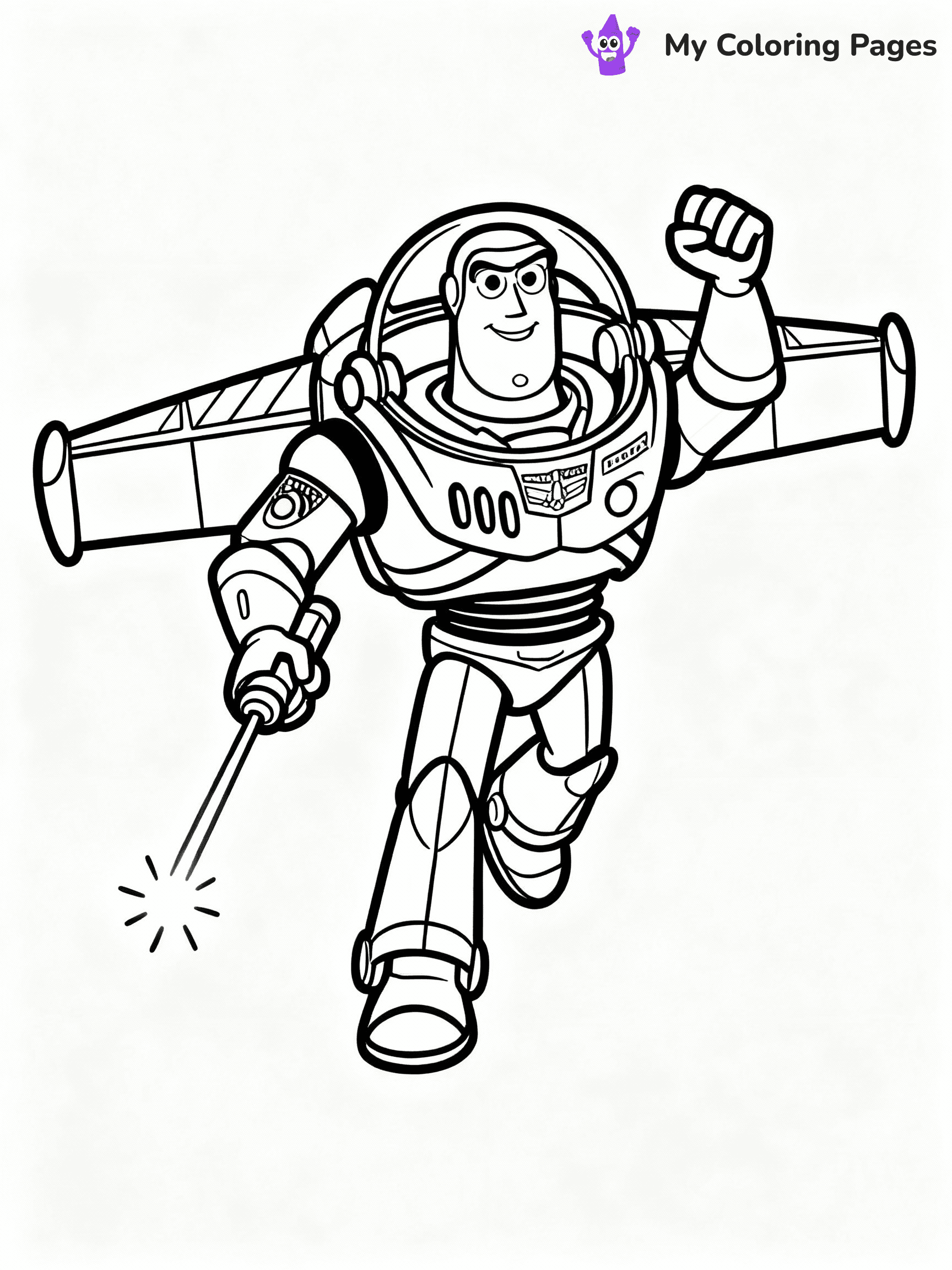 ⚠️ CRITICAL REQUIREMENT - ABSOLUTE BLACK AND WHITE ONLY ⚠️
This MUST be a BLACK AND WHITE line drawing ONLY. NO COLORS whatsoever.
- ONLY pure black lines (#000000) on pure white background (#FFFFFF)
- ABSOLUTELY NO colors, NO shading, NO gradients, NO grayscale
- If there are ANY colors in the output, the image is REJECTED
- This is a COLORING PAGE - meant to be COLORED IN by children
- The output must be UNCOLORED line art ready for coloring
⚠️ SUBJECT TO DRAW: Buzz Lightyear from Toy Story in Toy Story animation style, striking heroic pose, wings extended, laser ready
(REMEMBER: Output must be BLACK AND WHITE line art only, NOT colored!)
# COLORING PAGE: BLACK OUTLINES ONLY - WHITE BACKGROUND MANDATORY
Create a **coloring book page** using EXACTLY two values: black lines, white space.
## NON-NEGOTIABLE BINARY RULES
- **ONLY #000000 (black) and #FFFFFF (white)** - NO other values exist
- **EVERY PIXEL = BLACK OR WHITE** - no gray/shading/antialiasing
- **WHITE BACKGROUND MANDATORY** - entire canvas stays white
- **ALL SHAPES HOLLOW** - everything is empty outlines waiting to be colored
- **FORBIDDEN:** fills, shading, gradients, patterns, textures, colors
- **NO SOLID REGIONS** - if it's not a thin line, it's wrong
## Universal Line Standards
- Black outlines ONLY - thin, uniform weight
- Every shape completely empty inside
- Closed contours suitable for coloring
- Simple flat illustration - zero depth/3D/realism
- **Style:** Whimsical Doodle Art Alley - rounded, friendly outlines (unless specified)
## Everything = Outline Only
- Characters/animals: hollow shapes
- Objects/clothing: empty contours
- Backgrounds/scenery: line work only
- Natural elements: outlined forms
- Dark/night areas: don't exist (use outlined symbols)
- Textures/patterns: convert to simple lines
## The Test
Can a child color EVERY white space with crayons? If any area is pre-filled/shaded/gray or colored in, it FAILS. Every shape must be waiting to receive color.
**FINAL OUTPUT**: Binary coloring page. Black lines define shapes. White spaces ready for coloring. Nothing else exists. No exceptions. Print-ready.
⚠️ FINAL REMINDER: Draw the subject "Buzz Lightyear from Toy Story in Toy Story animation style, striking heroic pose, wings extended, laser ready" as BLACK AND WHITE line art. Zero colors in output.