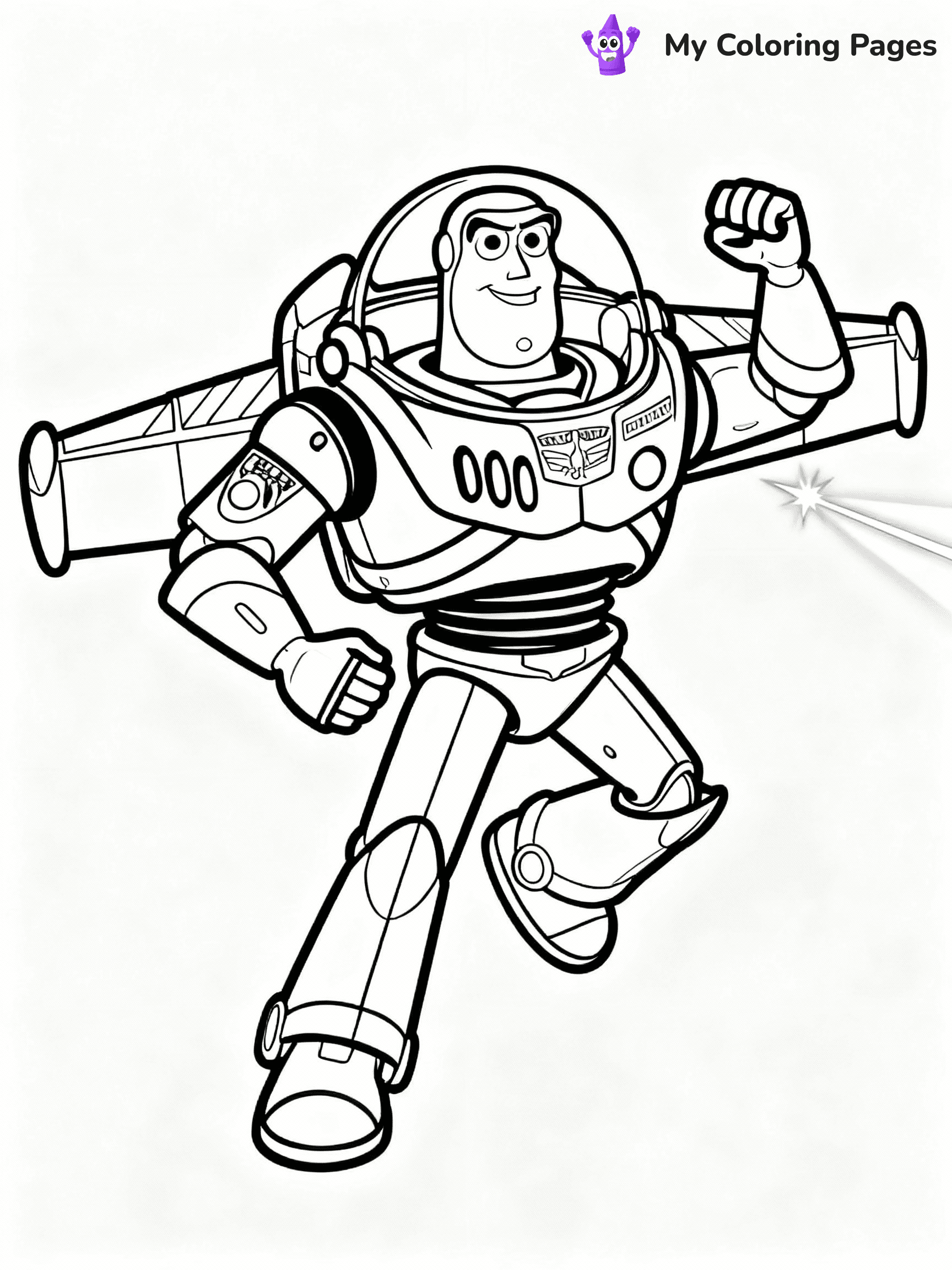 ⚠️ CRITICAL REQUIREMENT - ABSOLUTE BLACK AND WHITE ONLY ⚠️
This MUST be a BLACK AND WHITE line drawing ONLY. NO COLORS whatsoever.
- ONLY pure black lines (#000000) on pure white background (#FFFFFF)
- ABSOLUTELY NO colors, NO shading, NO gradients, NO grayscale
- If there are ANY colors in the output, the image is REJECTED
- This is a COLORING PAGE - meant to be COLORED IN by children
- The output must be UNCOLORED line art ready for coloring
⚠️ SUBJECT TO DRAW: Buzz Lightyear from Toy Story in Toy Story animation style, striking heroic pose, wings extended, laser ready
(REMEMBER: Output must be BLACK AND WHITE line art only, NOT colored!)
# COLORING PAGE: BLACK OUTLINES ONLY - WHITE BACKGROUND MANDATORY
Create a **coloring book page** using EXACTLY two values: black lines, white space.
## NON-NEGOTIABLE BINARY RULES
- **ONLY #000000 (black) and #FFFFFF (white)** - NO other values exist
- **EVERY PIXEL = BLACK OR WHITE** - no gray/shading/antialiasing
- **WHITE BACKGROUND MANDATORY** - entire canvas stays white
- **ALL SHAPES HOLLOW** - everything is empty outlines waiting to be colored
- **FORBIDDEN:** fills, shading, gradients, patterns, textures, colors
- **NO SOLID REGIONS** - if it's not a thin line, it's wrong
## Universal Line Standards
- Black outlines ONLY - thin, uniform weight
- Every shape completely empty inside
- Closed contours suitable for coloring
- Simple flat illustration - zero depth/3D/realism
- **Style:** Whimsical Doodle Art Alley - rounded, friendly outlines (unless specified)
## Everything = Outline Only
- Characters/animals: hollow shapes
- Objects/clothing: empty contours
- Backgrounds/scenery: line work only
- Natural elements: outlined forms
- Dark/night areas: don't exist (use outlined symbols)
- Textures/patterns: convert to simple lines
## The Test
Can a child color EVERY white space with crayons? If any area is pre-filled/shaded/gray or colored in, it FAILS. Every shape must be waiting to receive color.
**FINAL OUTPUT**: Binary coloring page. Black lines define shapes. White spaces ready for coloring. Nothing else exists. No exceptions. Print-ready.
⚠️ FINAL REMINDER: Draw the subject "Buzz Lightyear from Toy Story in Toy Story animation style, striking heroic pose, wings extended, laser ready" as BLACK AND WHITE line art. Zero colors in output.