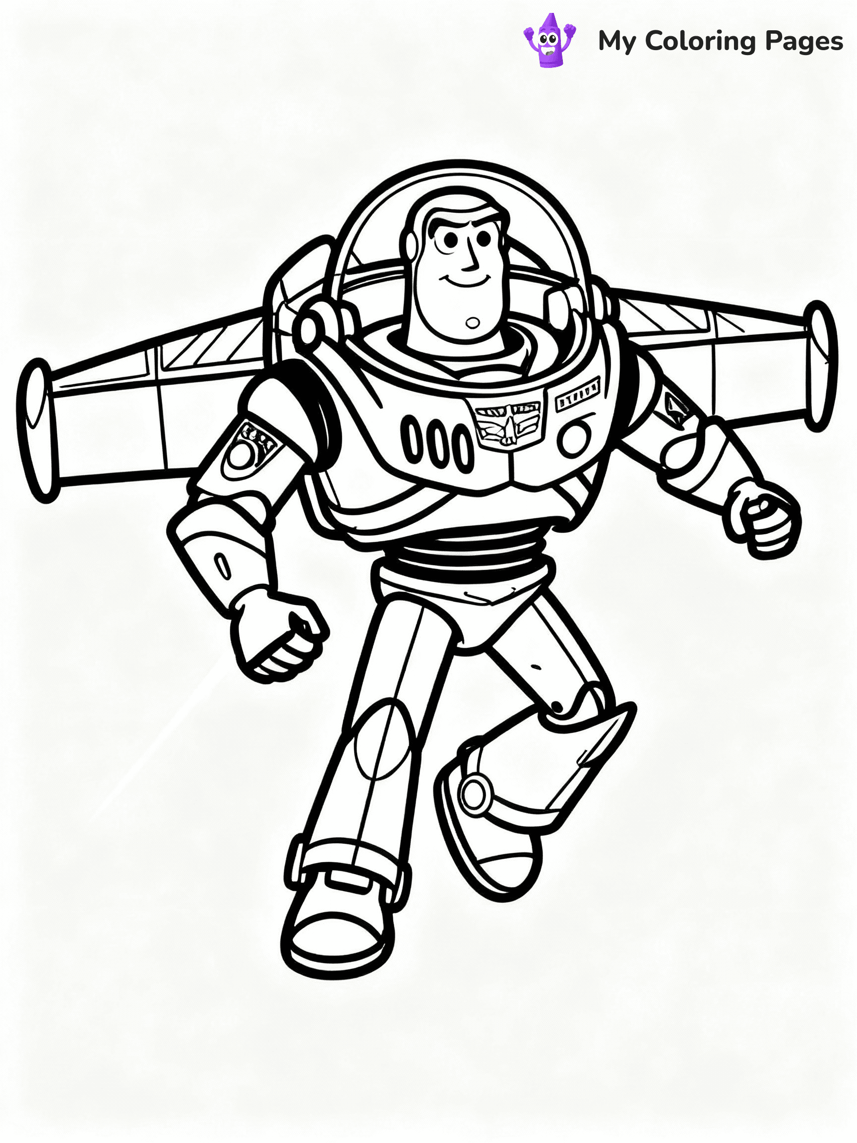 ⚠️ CRITICAL REQUIREMENT - ABSOLUTE BLACK AND WHITE ONLY ⚠️
This MUST be a BLACK AND WHITE line drawing ONLY. NO COLORS whatsoever.
- ONLY pure black lines (#000000) on pure white background (#FFFFFF)
- ABSOLUTELY NO colors, NO shading, NO gradients, NO grayscale
- If there are ANY colors in the output, the image is REJECTED
- This is a COLORING PAGE - meant to be COLORED IN by children
- The output must be UNCOLORED line art ready for coloring
⚠️ SUBJECT TO DRAW: Buzz Lightyear from Toy Story in Toy Story animation style, striking heroic pose, wings extended, laser ready
(REMEMBER: Output must be BLACK AND WHITE line art only, NOT colored!)
# COLORING PAGE: BLACK OUTLINES ONLY - WHITE BACKGROUND MANDATORY
Create a **coloring book page** using EXACTLY two values: black lines, white space.
## NON-NEGOTIABLE BINARY RULES
- **ONLY #000000 (black) and #FFFFFF (white)** - NO other values exist
- **EVERY PIXEL = BLACK OR WHITE** - no gray/shading/antialiasing
- **WHITE BACKGROUND MANDATORY** - entire canvas stays white
- **ALL SHAPES HOLLOW** - everything is empty outlines waiting to be colored
- **FORBIDDEN:** fills, shading, gradients, patterns, textures, colors
- **NO SOLID REGIONS** - if it's not a thin line, it's wrong
## Universal Line Standards
- Black outlines ONLY - thin, uniform weight
- Every shape completely empty inside
- Closed contours suitable for coloring
- Simple flat illustration - zero depth/3D/realism
- **Style:** Whimsical Doodle Art Alley - rounded, friendly outlines (unless specified)
## Everything = Outline Only
- Characters/animals: hollow shapes
- Objects/clothing: empty contours
- Backgrounds/scenery: line work only
- Natural elements: outlined forms
- Dark/night areas: don't exist (use outlined symbols)
- Textures/patterns: convert to simple lines
## The Test
Can a child color EVERY white space with crayons? If any area is pre-filled/shaded/gray or colored in, it FAILS. Every shape must be waiting to receive color.
**FINAL OUTPUT**: Binary coloring page. Black lines define shapes. White spaces ready for coloring. Nothing else exists. No exceptions. Print-ready.
⚠️ FINAL REMINDER: Draw the subject "Buzz Lightyear from Toy Story in Toy Story animation style, striking heroic pose, wings extended, laser ready" as BLACK AND WHITE line art. Zero colors in output.