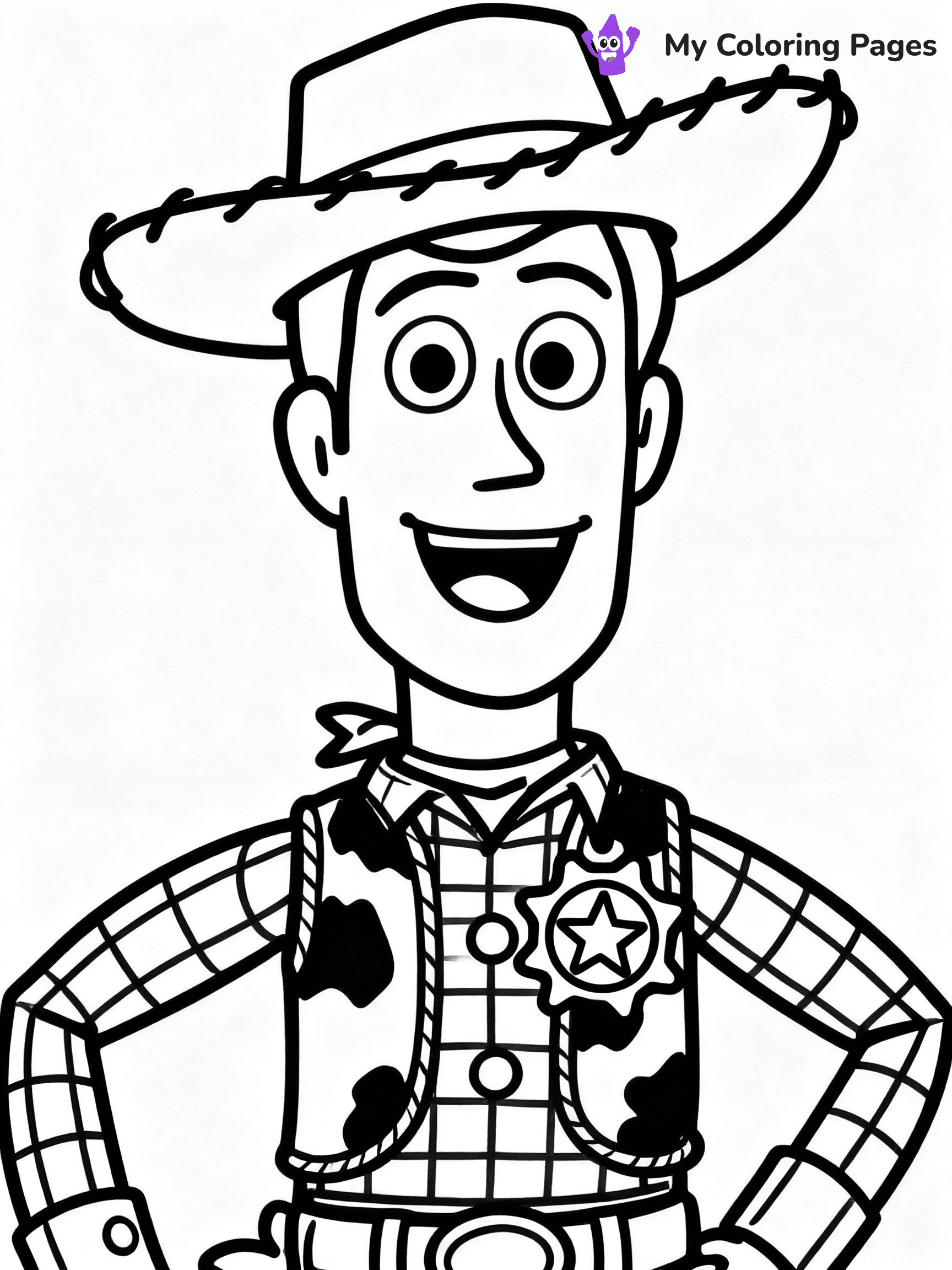 ⚠️ CRITICAL REQUIREMENT - ABSOLUTE BLACK AND WHITE ONLY ⚠️
This MUST be a BLACK AND WHITE line drawing ONLY. NO COLORS whatsoever.
- ONLY pure black lines (#000000) on pure white background (#FFFFFF)
- ABSOLUTELY NO colors, NO shading, NO gradients, NO grayscale
- If there are ANY colors in the output, the image is REJECTED
- This is a COLORING PAGE - meant to be COLORED IN by children
- The output must be UNCOLORED line art ready for coloring
⚠️ SUBJECT TO DRAW: Woody from Toy Story in Toy Story animation style, tipping hat, smiling face, sheriff badge shining
(REMEMBER: Output must be BLACK AND WHITE line art only, NOT colored!)
# COLORING PAGE: BLACK OUTLINES ONLY - WHITE BACKGROUND MANDATORY
Create a **coloring book page** using EXACTLY two values: black lines, white space.
## NON-NEGOTIABLE BINARY RULES
- **ONLY #000000 (black) and #FFFFFF (white)** - NO other values exist
- **EVERY PIXEL = BLACK OR WHITE** - no gray/shading/antialiasing
- **WHITE BACKGROUND MANDATORY** - entire canvas stays white
- **ALL SHAPES HOLLOW** - everything is empty outlines waiting to be colored
- **FORBIDDEN:** fills, shading, gradients, patterns, textures, colors
- **NO SOLID REGIONS** - if it's not a thin line, it's wrong
## Universal Line Standards
- Black outlines ONLY - thin, uniform weight
- Every shape completely empty inside
- Closed contours suitable for coloring
- Simple flat illustration - zero depth/3D/realism
- **Style:** Whimsical Doodle Art Alley - rounded, friendly outlines (unless specified)
## Everything = Outline Only
- Characters/animals: hollow shapes
- Objects/clothing: empty contours
- Backgrounds/scenery: line work only
- Natural elements: outlined forms
- Dark/night areas: don't exist (use outlined symbols)
- Textures/patterns: convert to simple lines
## The Test
Can a child color EVERY white space with crayons? If any area is pre-filled/shaded/gray or colored in, it FAILS. Every shape must be waiting to receive color.
**FINAL OUTPUT**: Binary coloring page. Black lines define shapes. White spaces ready for coloring. Nothing else exists. No exceptions. Print-ready.
⚠️ FINAL REMINDER: Draw the subject "Woody from Toy Story in Toy Story animation style, tipping hat, smiling face, sheriff badge shining" as BLACK AND WHITE line art. Zero colors in output.