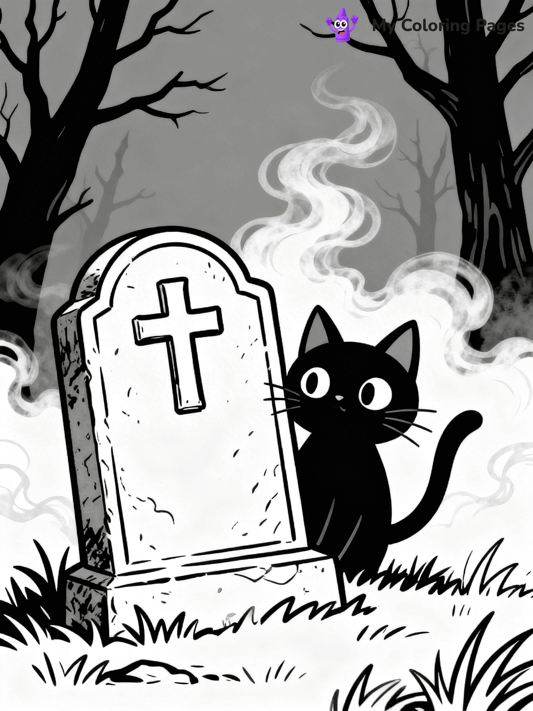 Halloween Coloring Pages Cat - 81