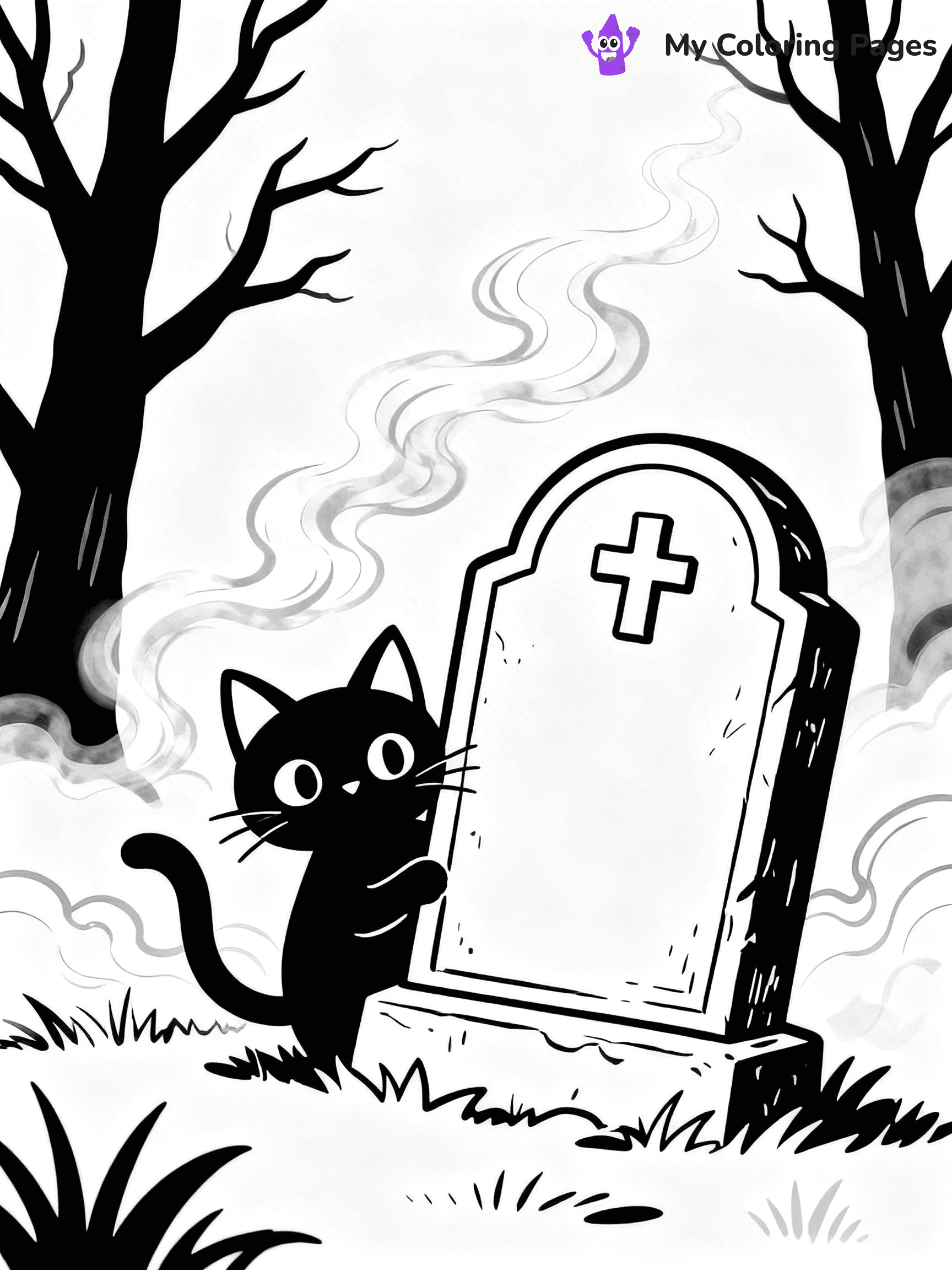 Halloween Coloring Pages Cat - 80