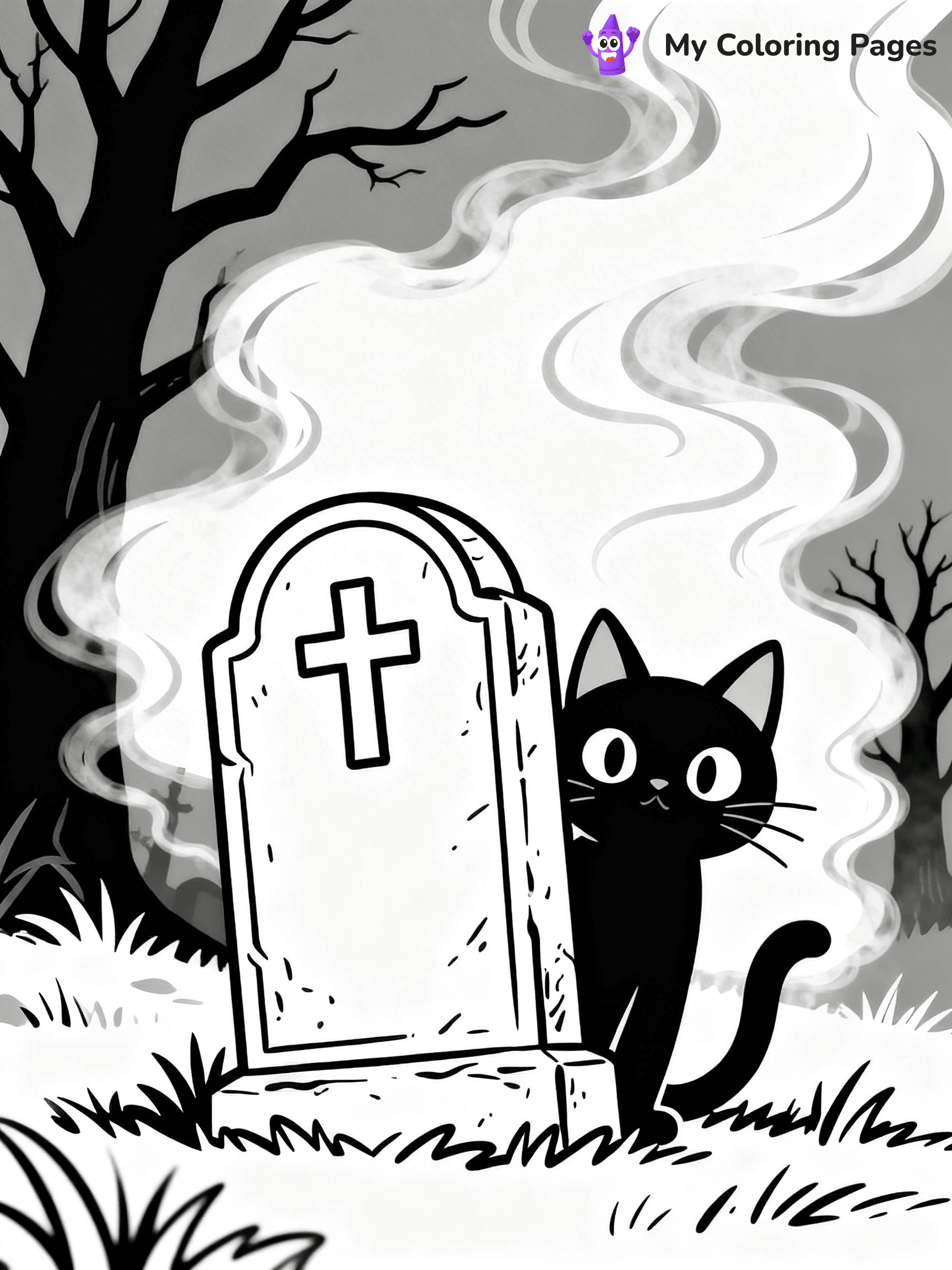 Halloween Coloring Pages Cat - 79