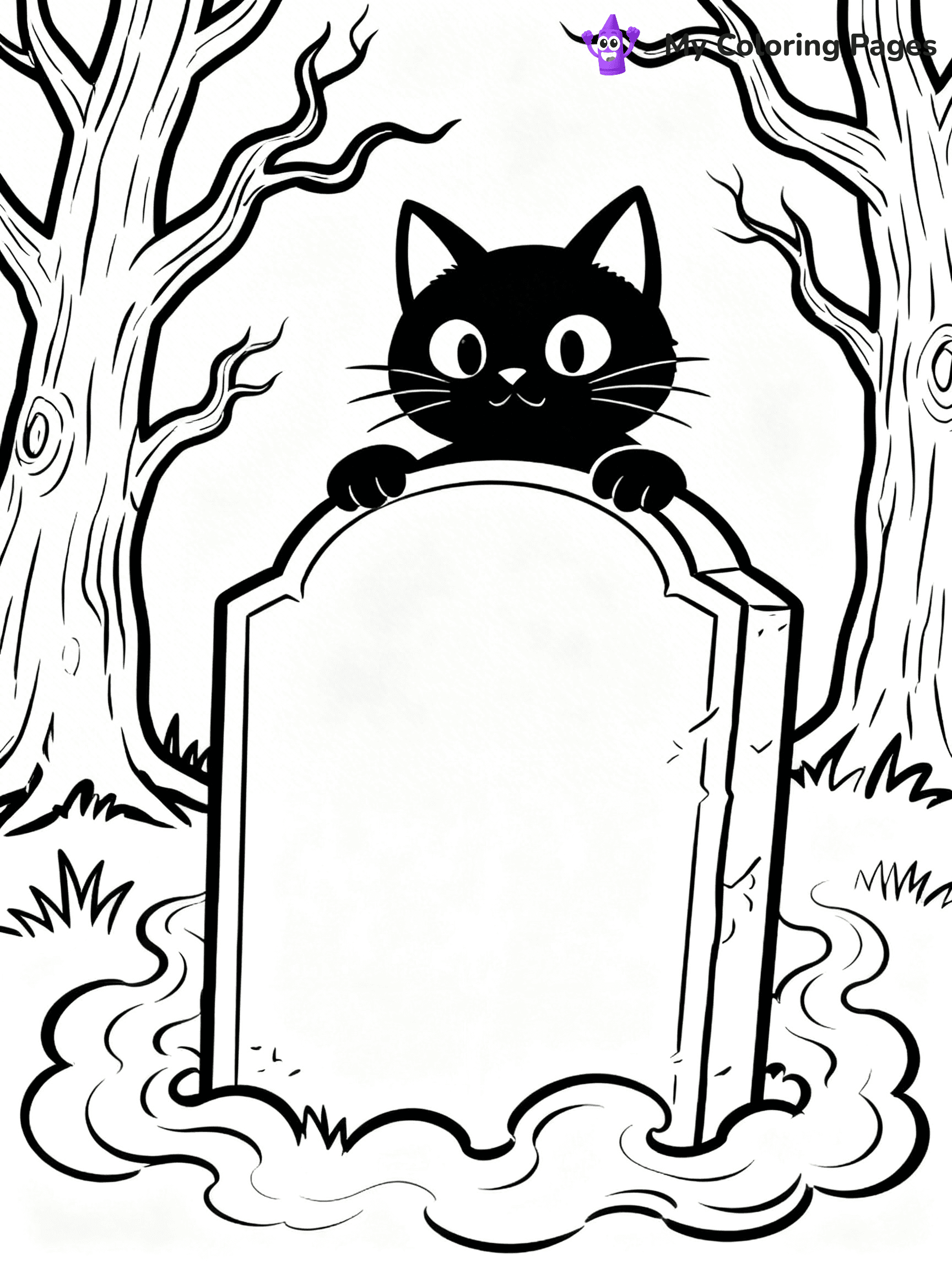 Halloween Coloring Pages Cat - 77